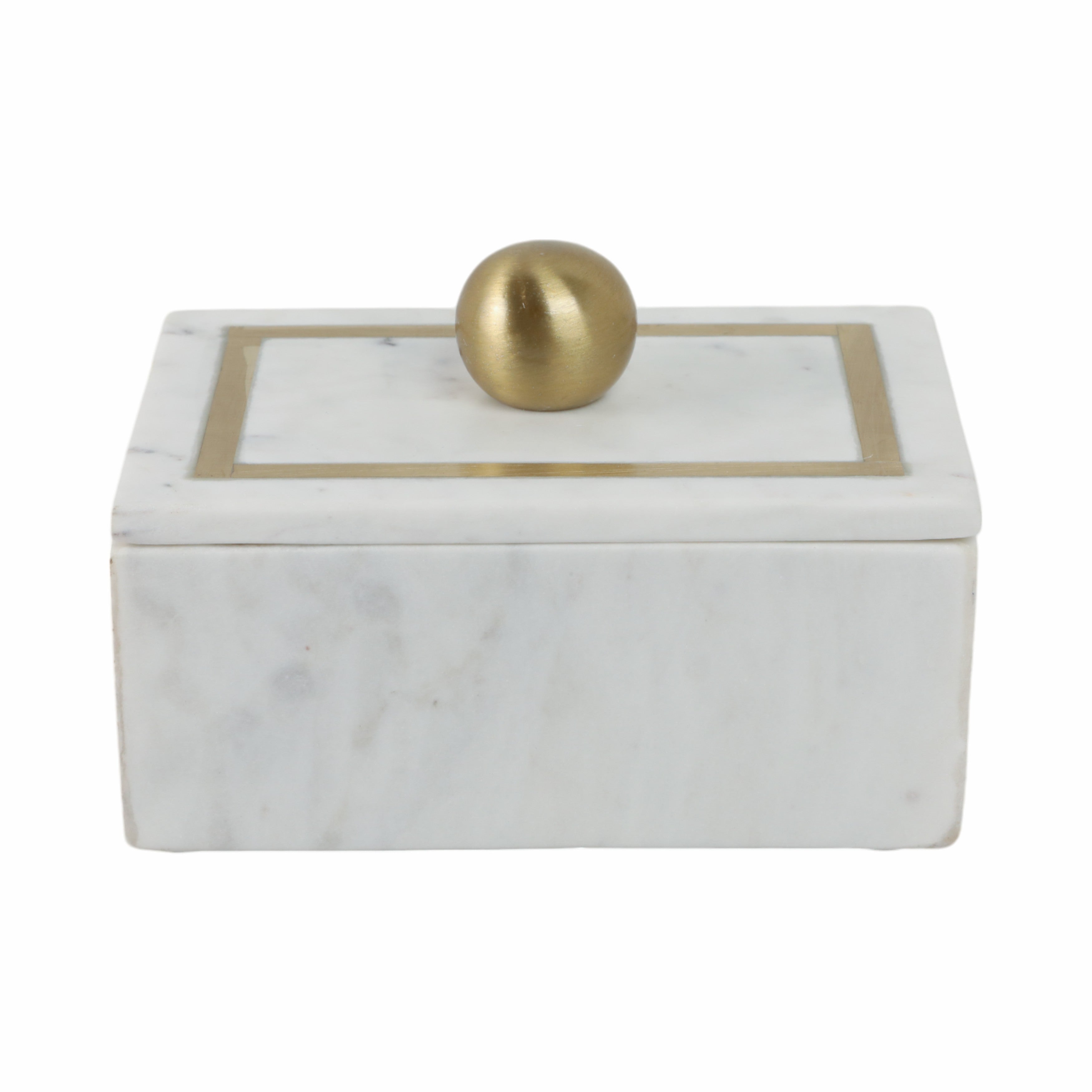 Marble Rectangular Box with Black Knob