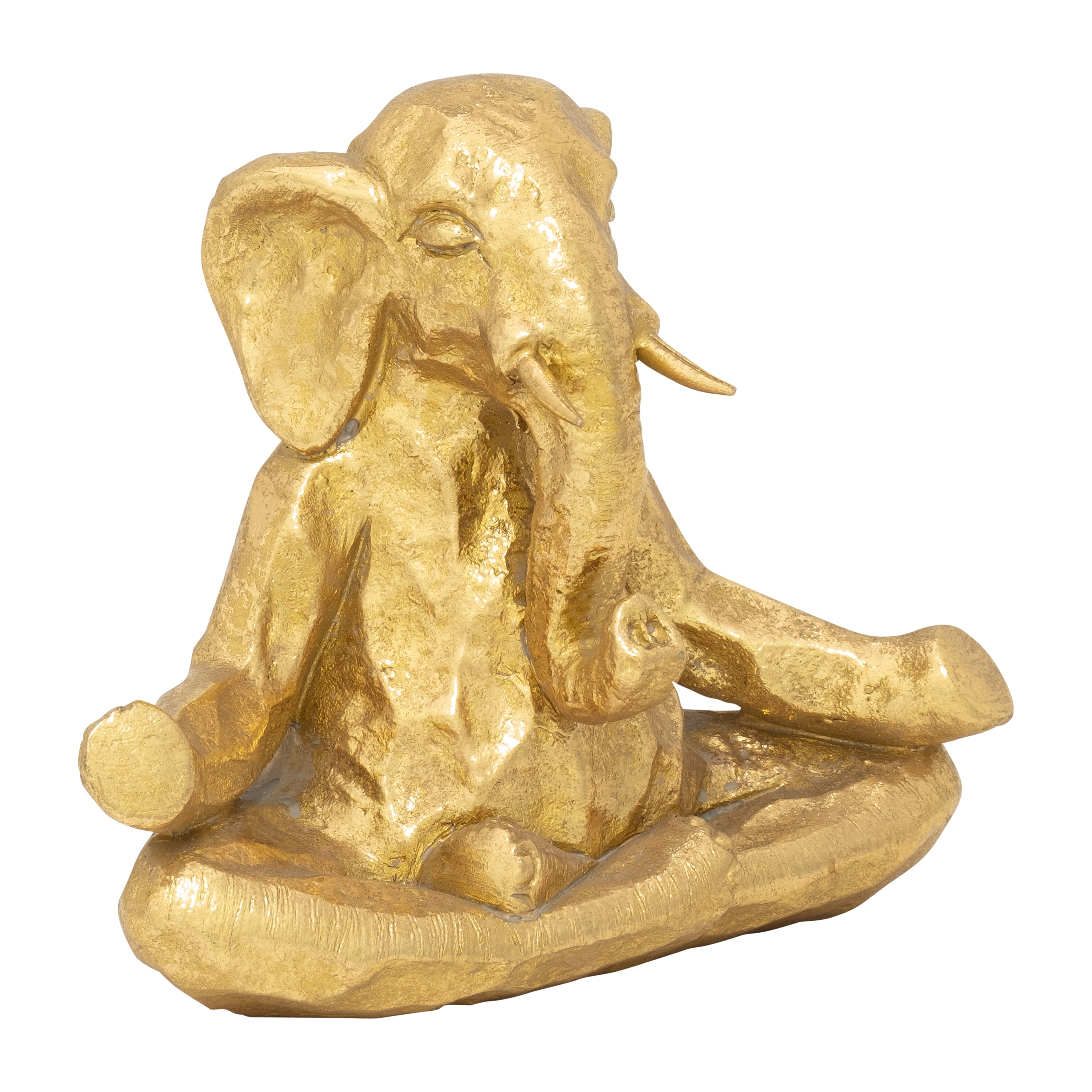Gold elephant statue on a white background