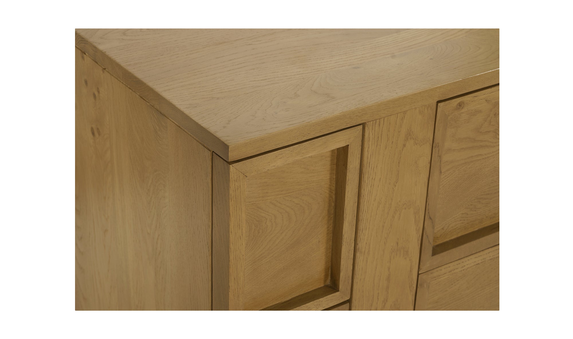 Wooden sideboard with multiple doors on a white background