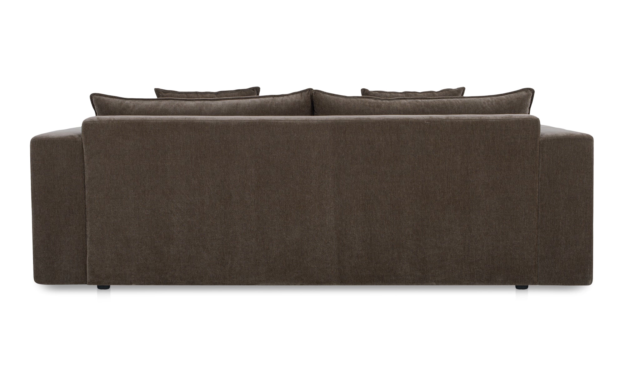 Brown sofa with cushions on a white background