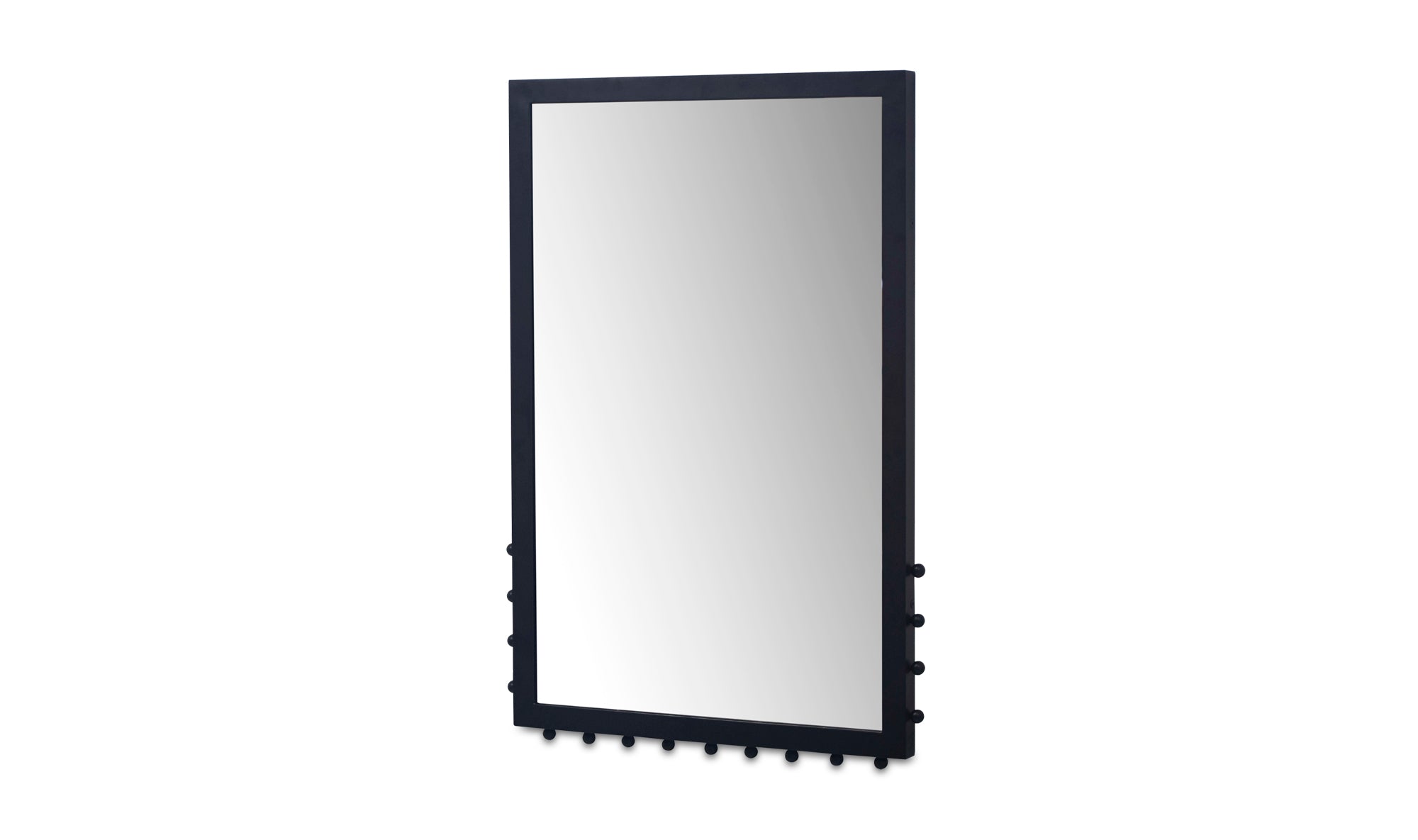 Rectangular mirror with a black frame on a white background