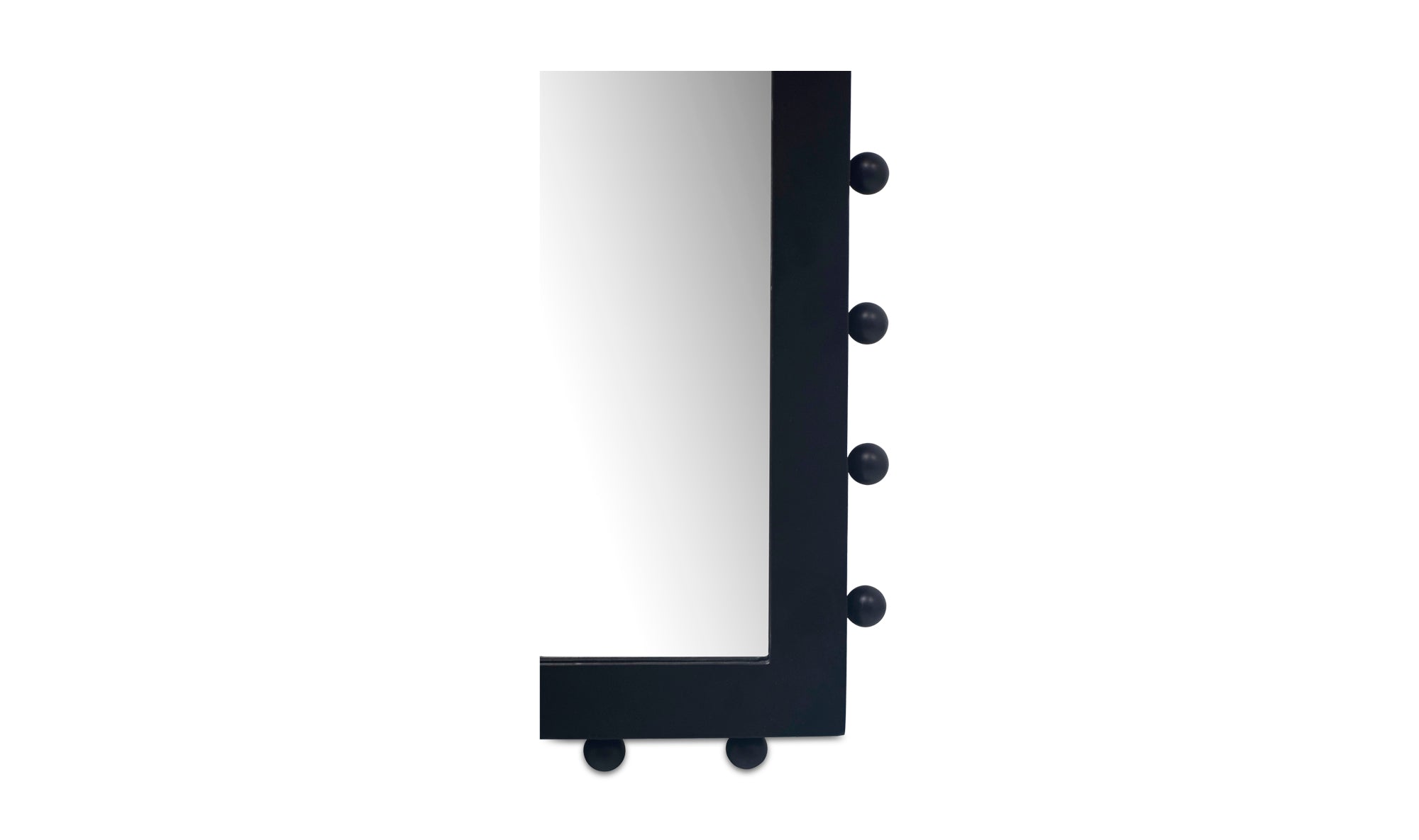 Rectangular mirror with a black frame on a white background