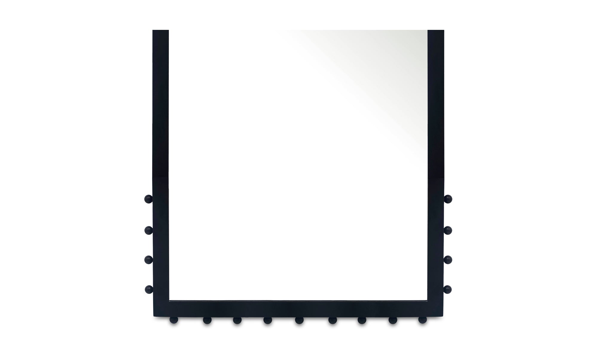 Rectangular mirror with a black frame on a white background