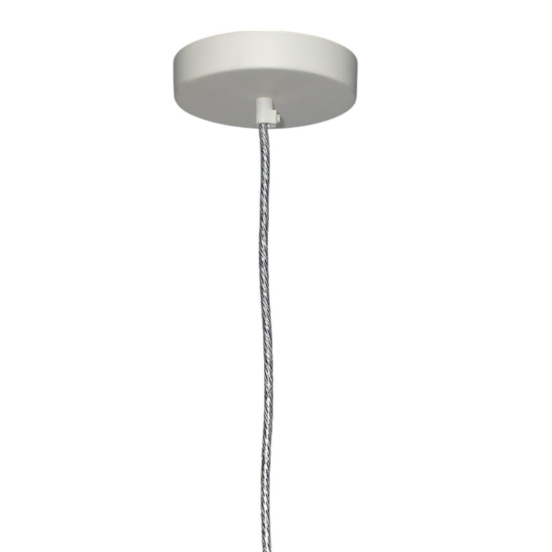 White ceiling light fixture with a cord on a white background