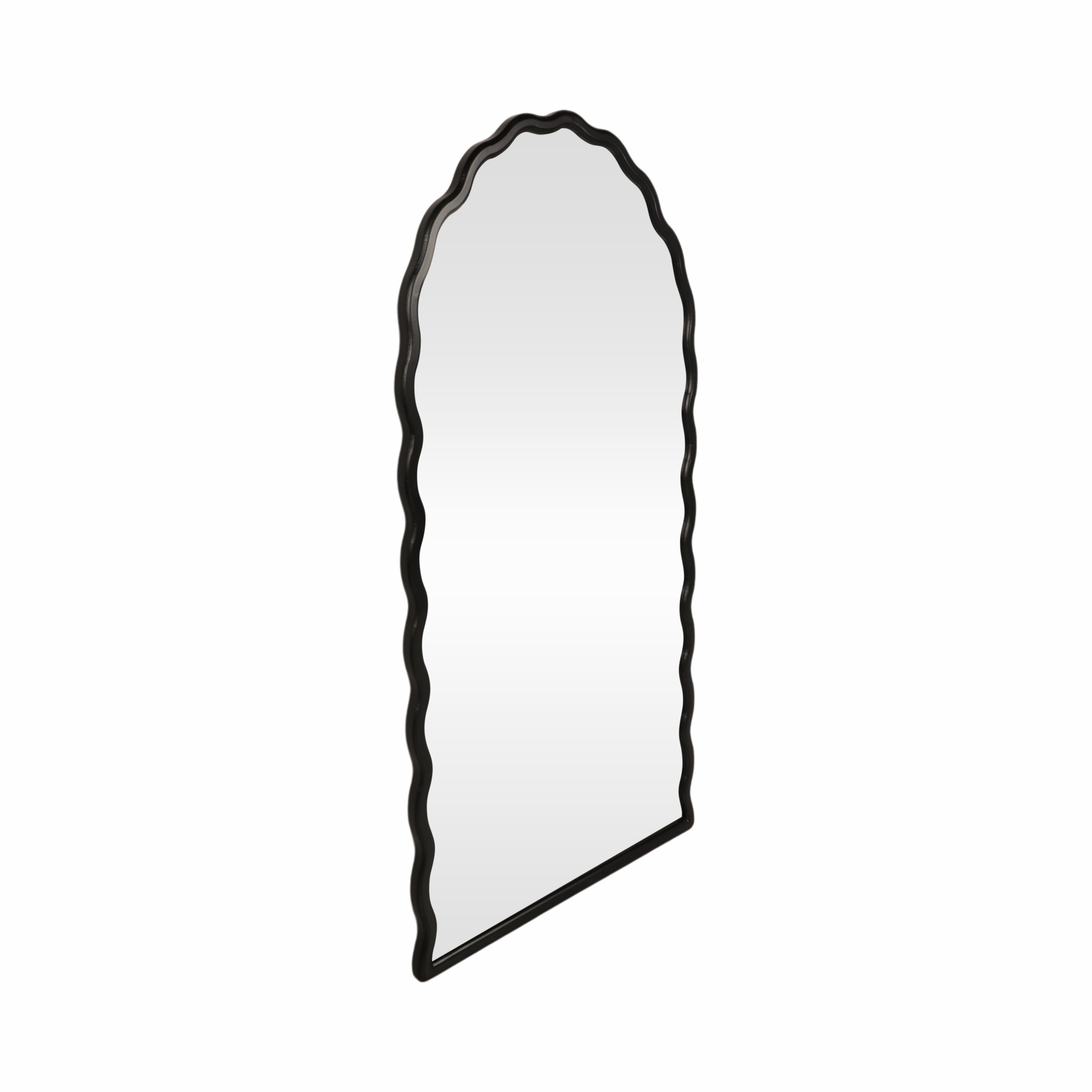 Decorative mirror with a black frame on a white background