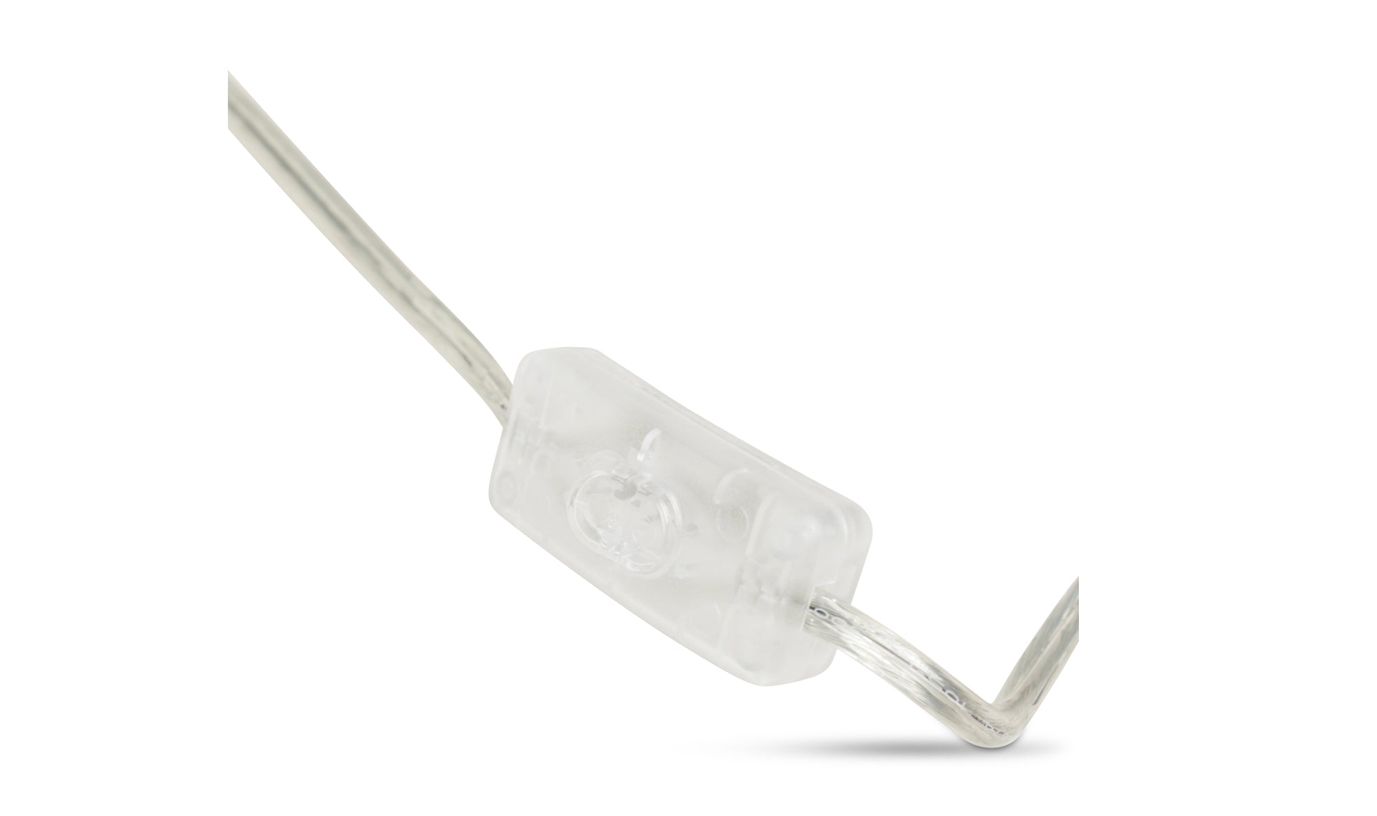 A clear plastic switch on a white background