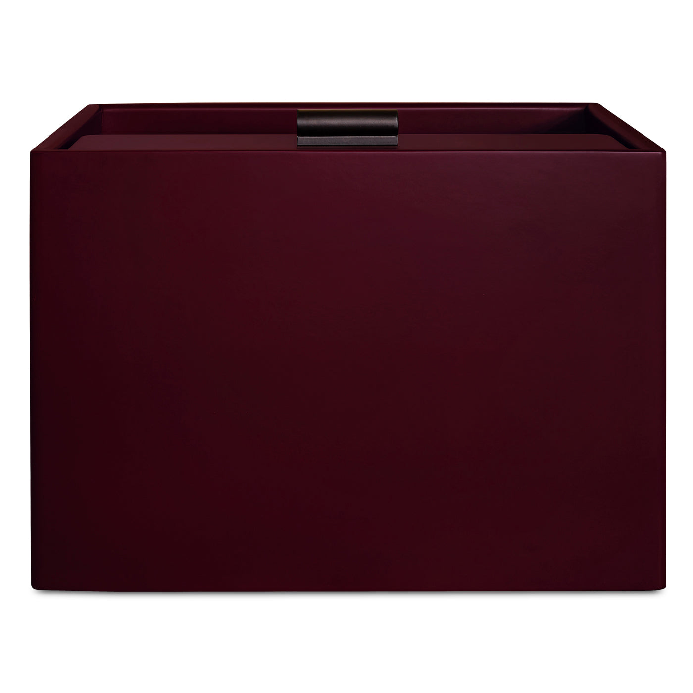Top-view of rectangular maroon nightstand
