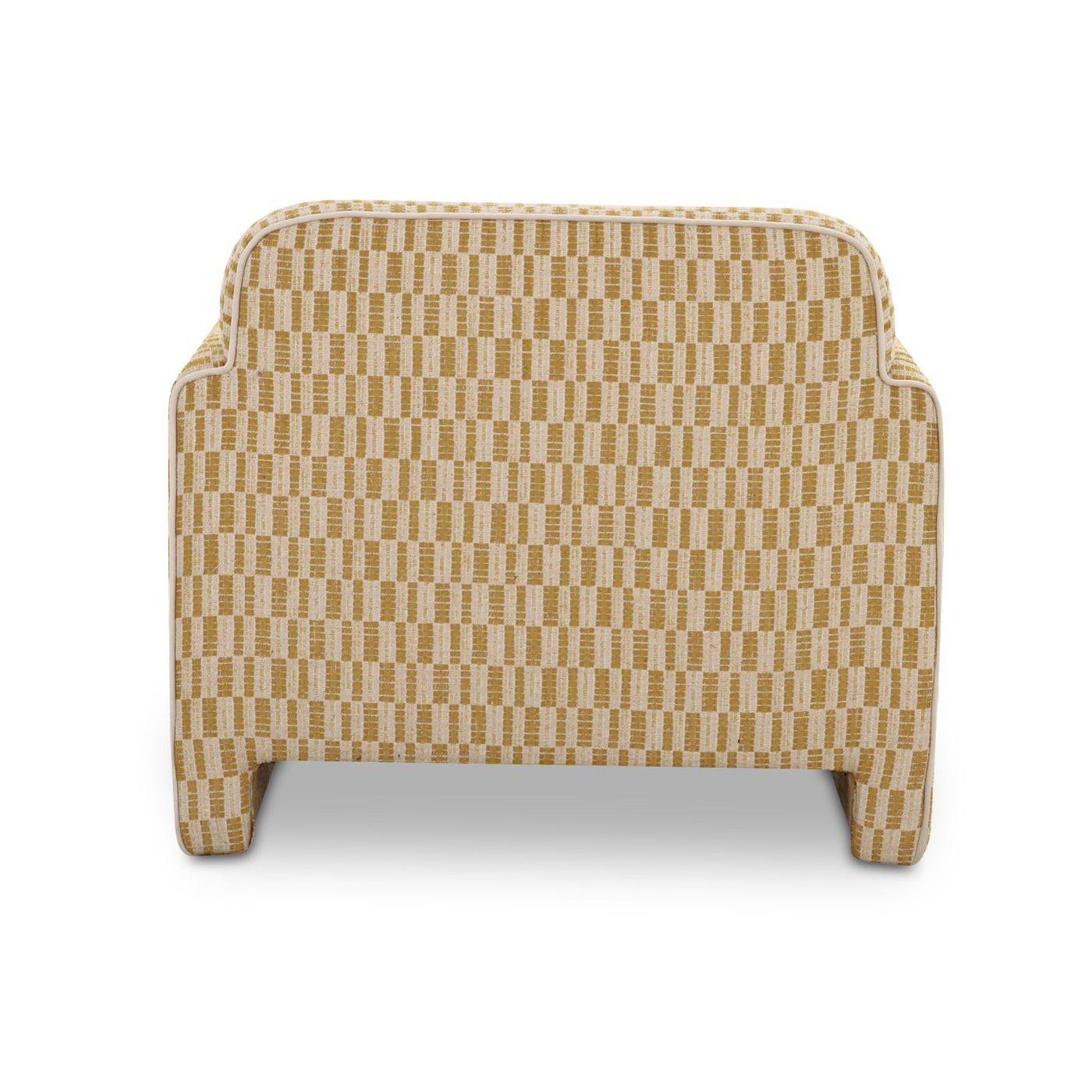 Checkered chartreuse armchair on a white background