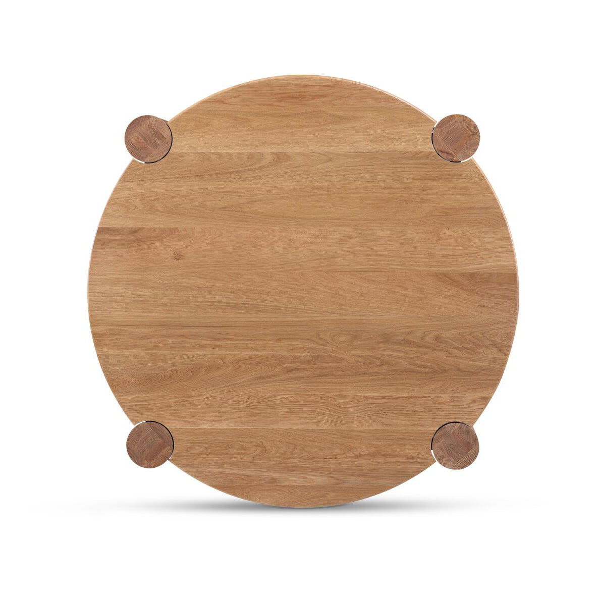 Wooden round stool with four legs on a white background