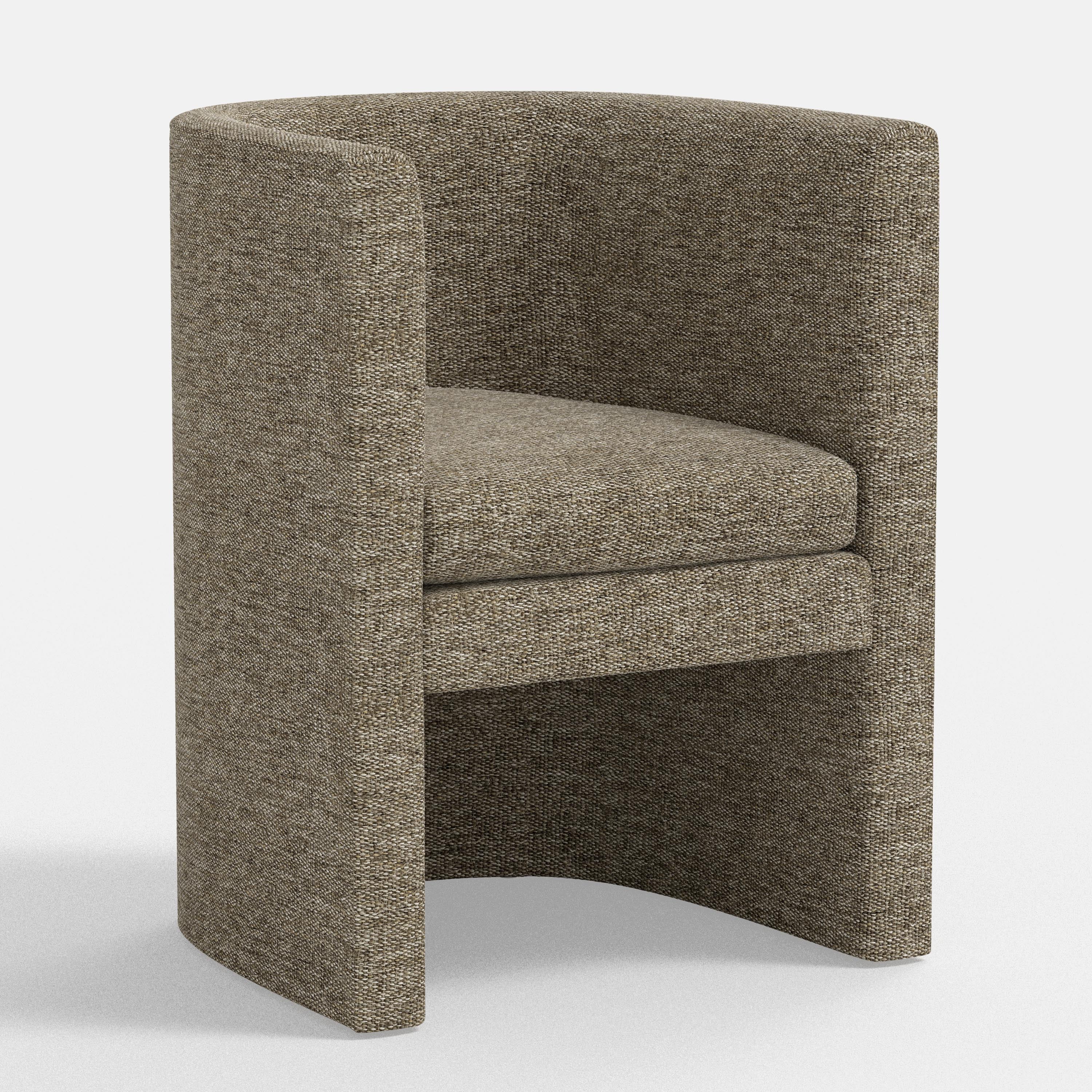 Grey textured armchair on a white background