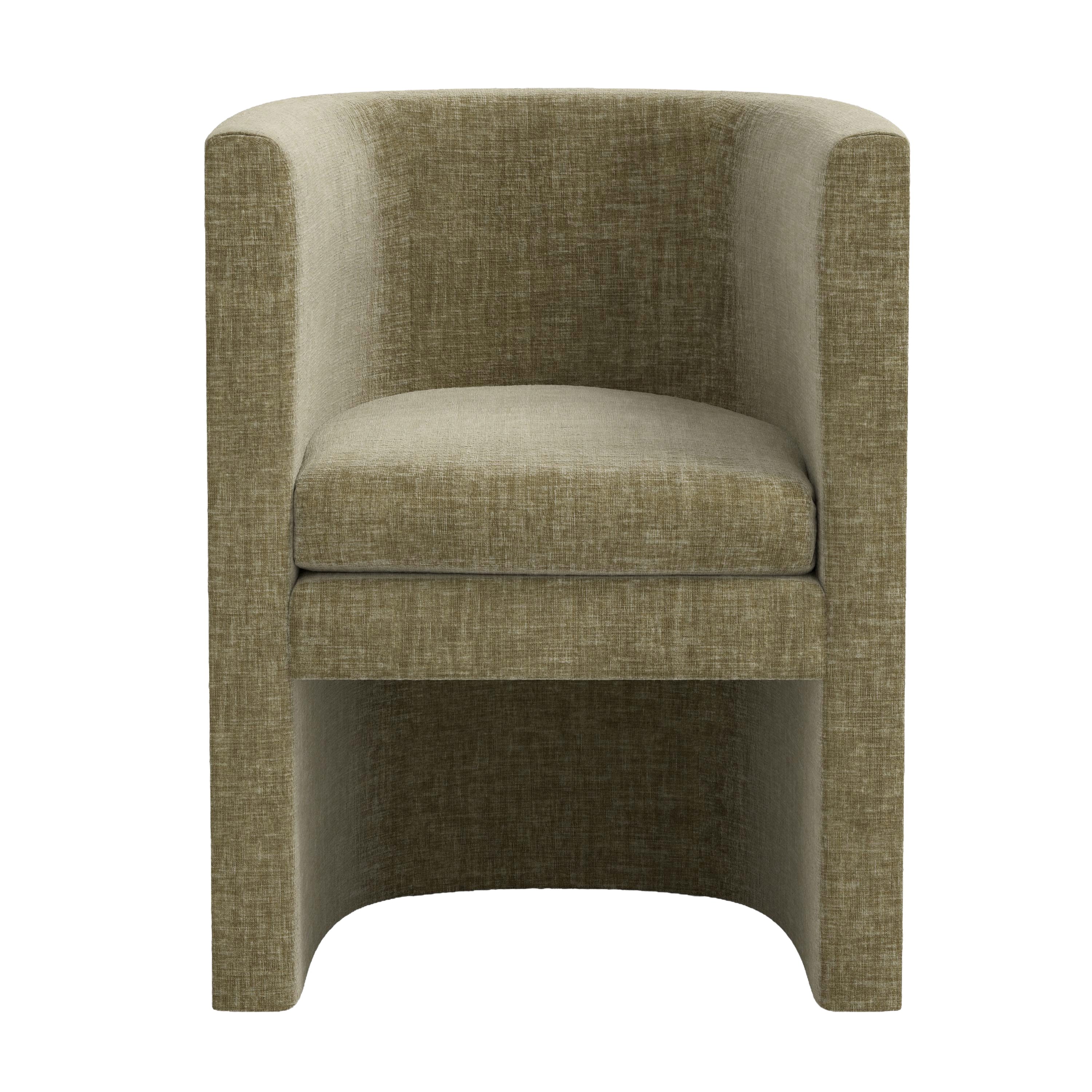 Brown upholstered chair on a white background