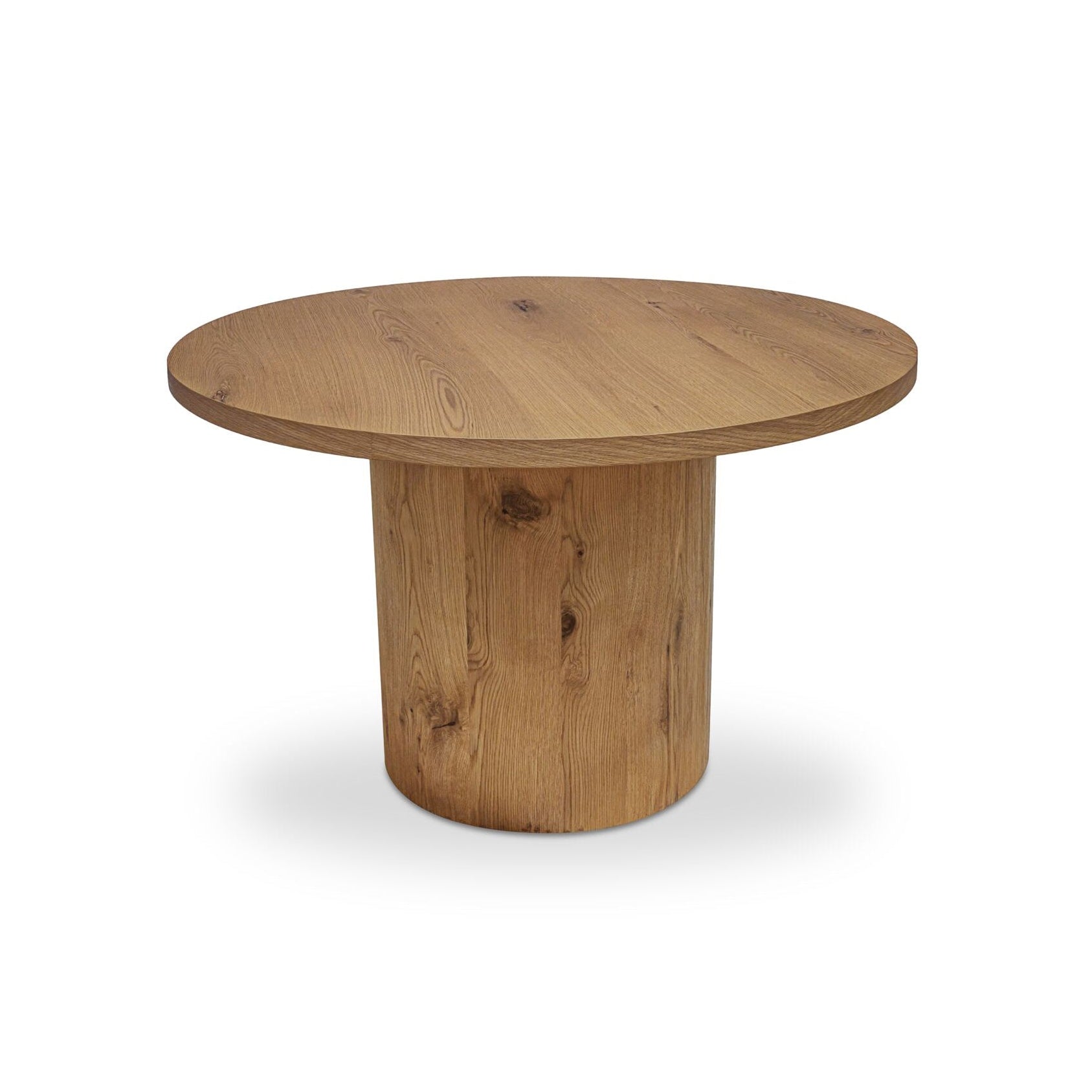 Wooden round table on a white background