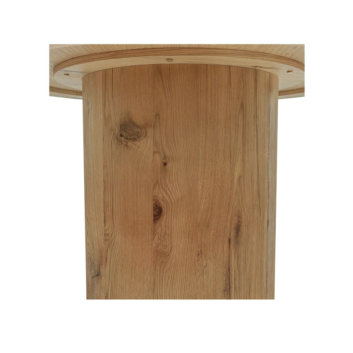 Wooden pedestal base with a white background