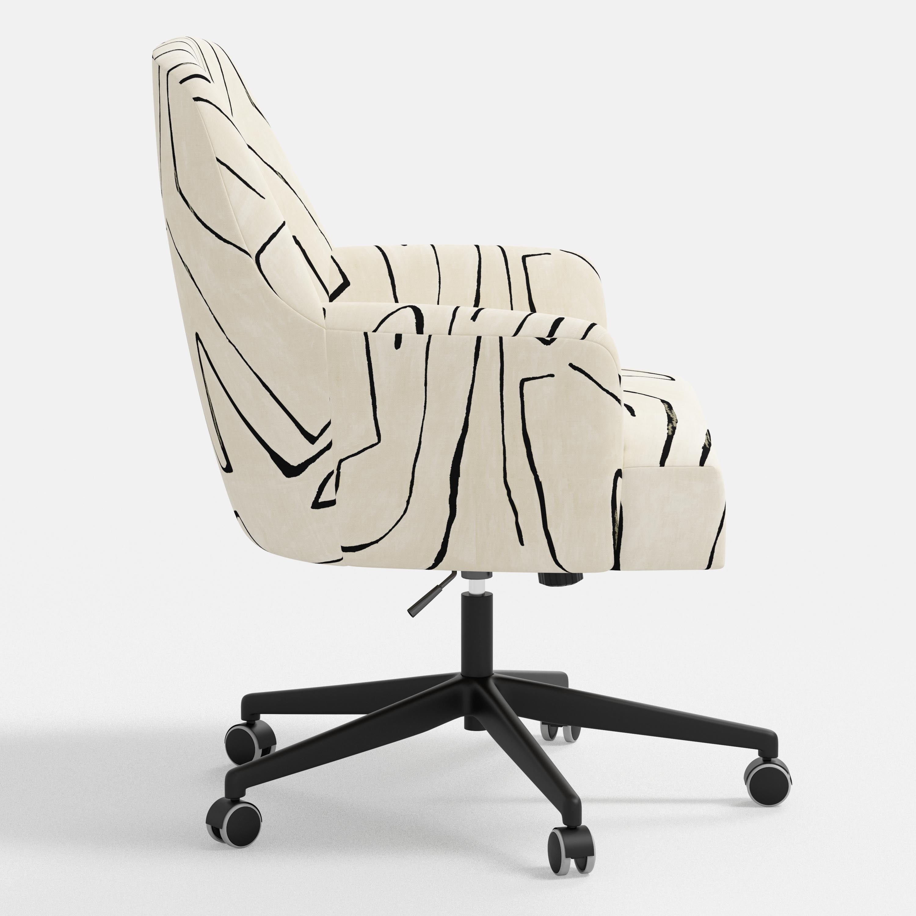 Chair with abstract black and white pattern on a white background