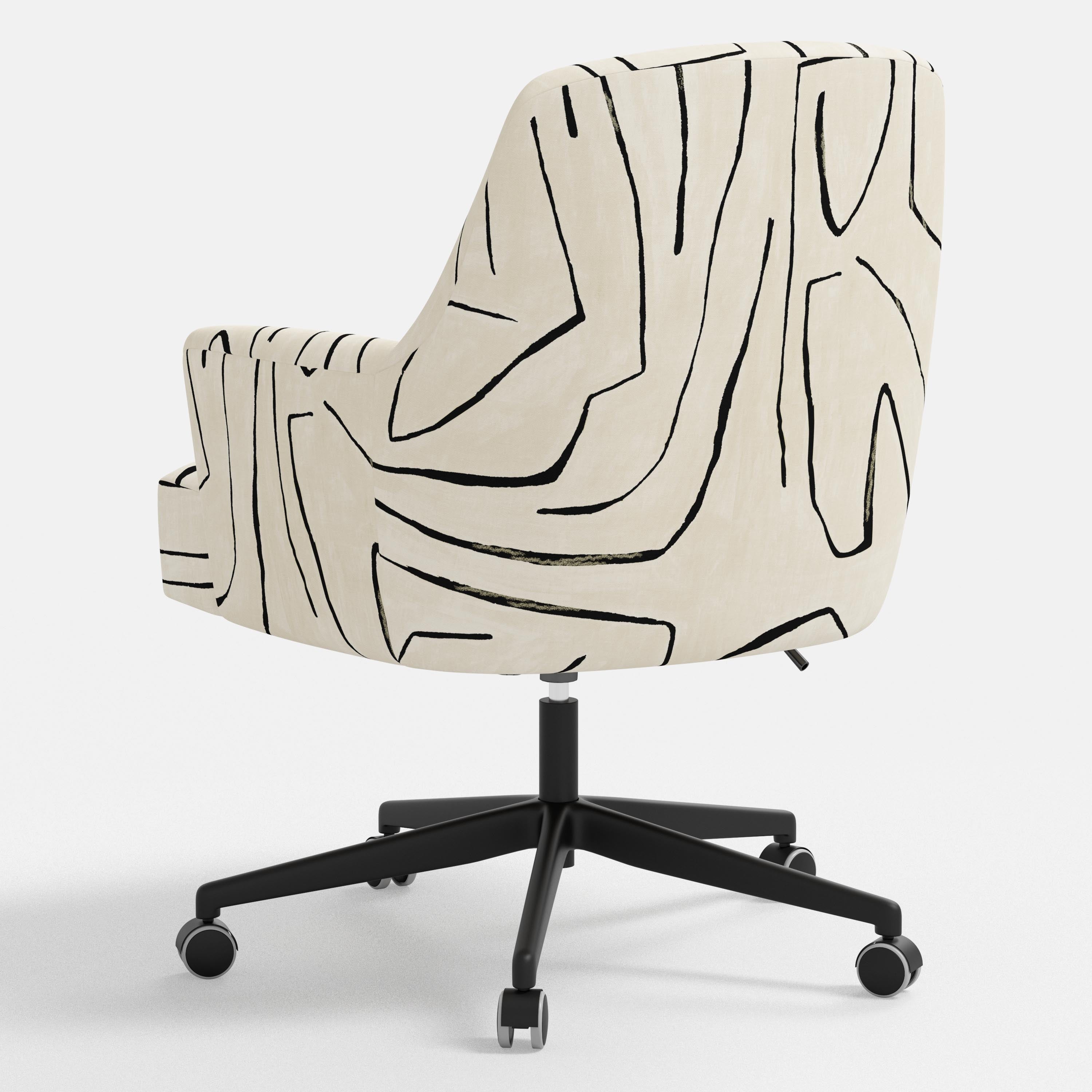Chair with abstract black and white pattern on a white background