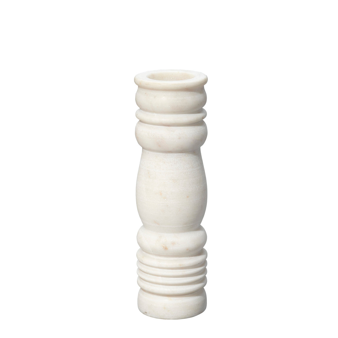 White marble candle holder on a white background