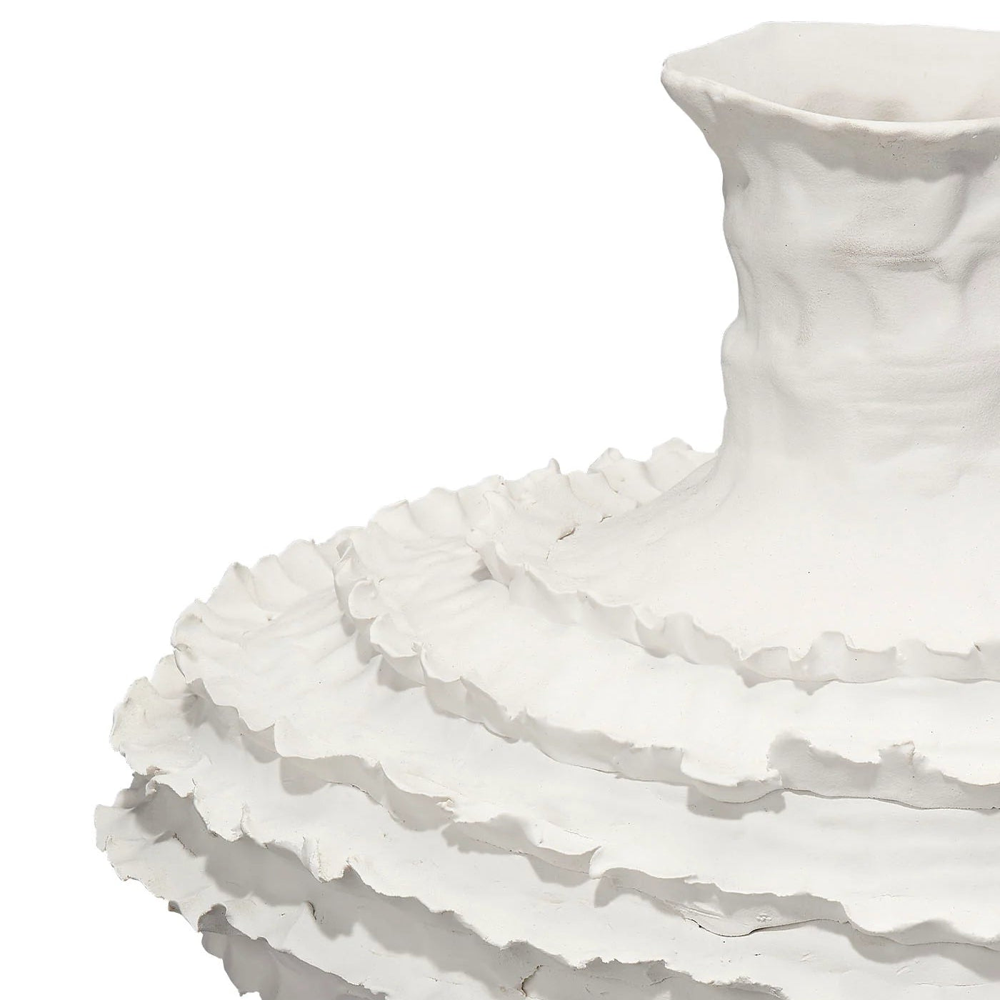 White textured vase on a white background