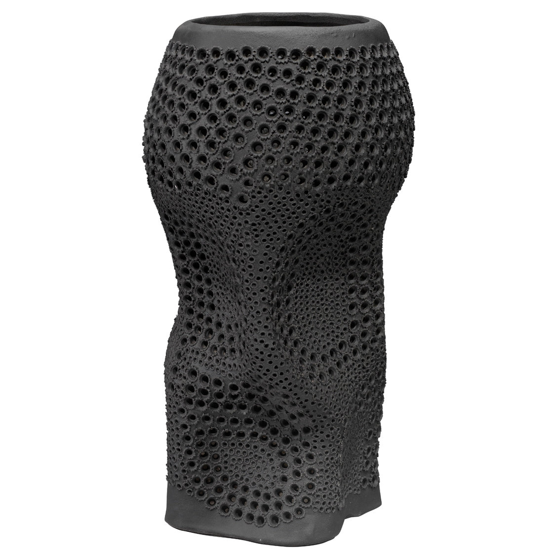 Abstract black textured vase on a white background