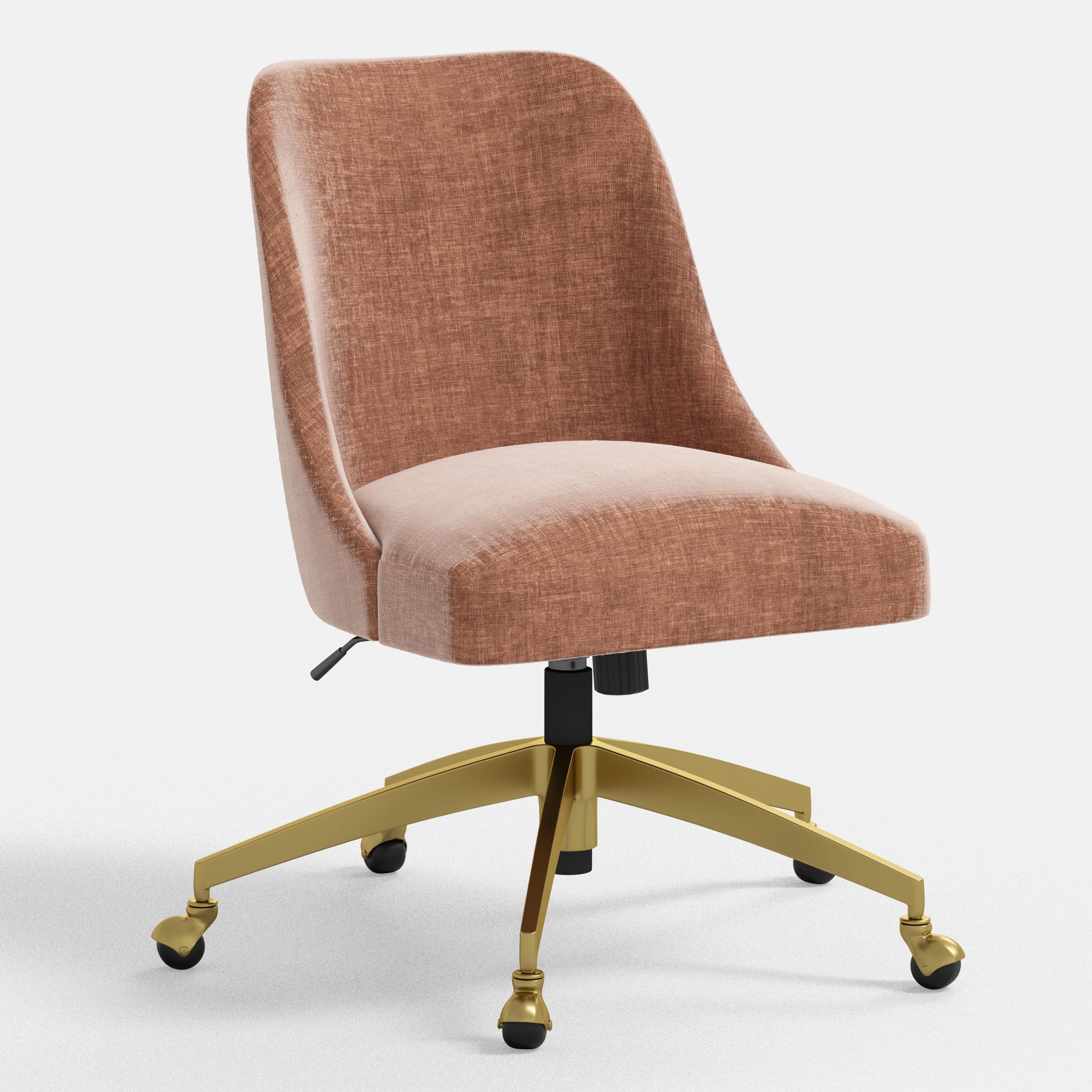 Brown office chair with gold base on a white background