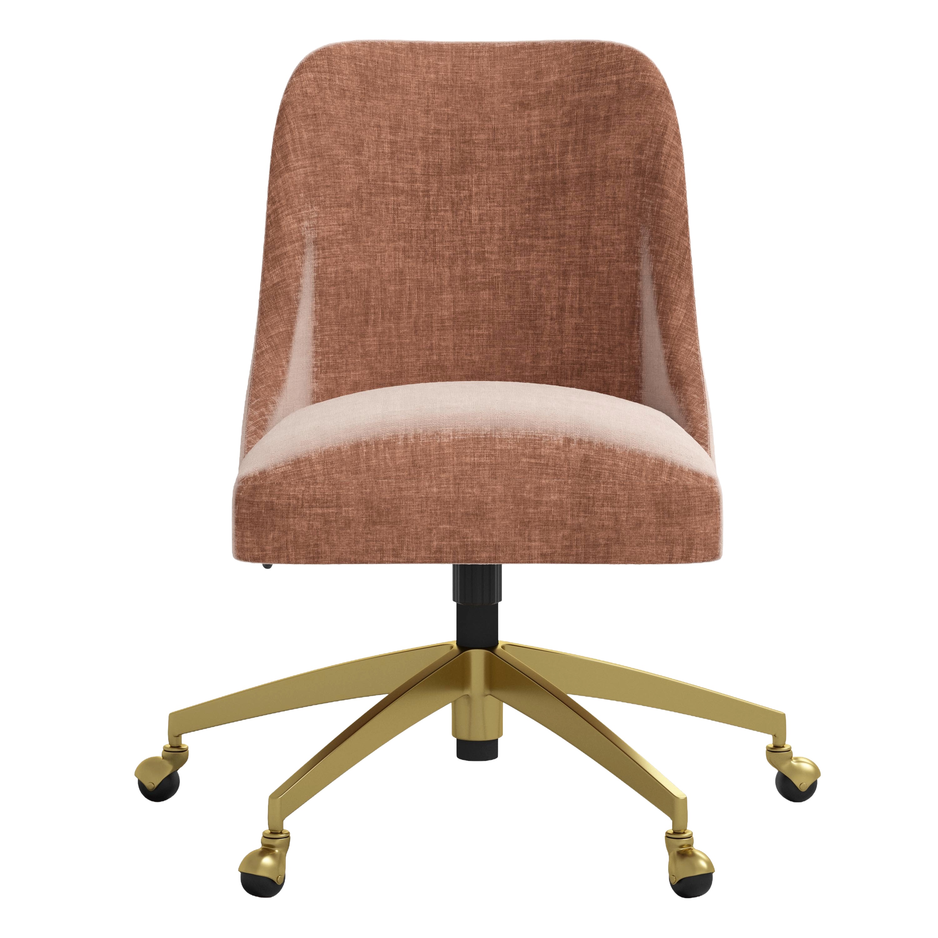 Brown office chair with gold base on a white background