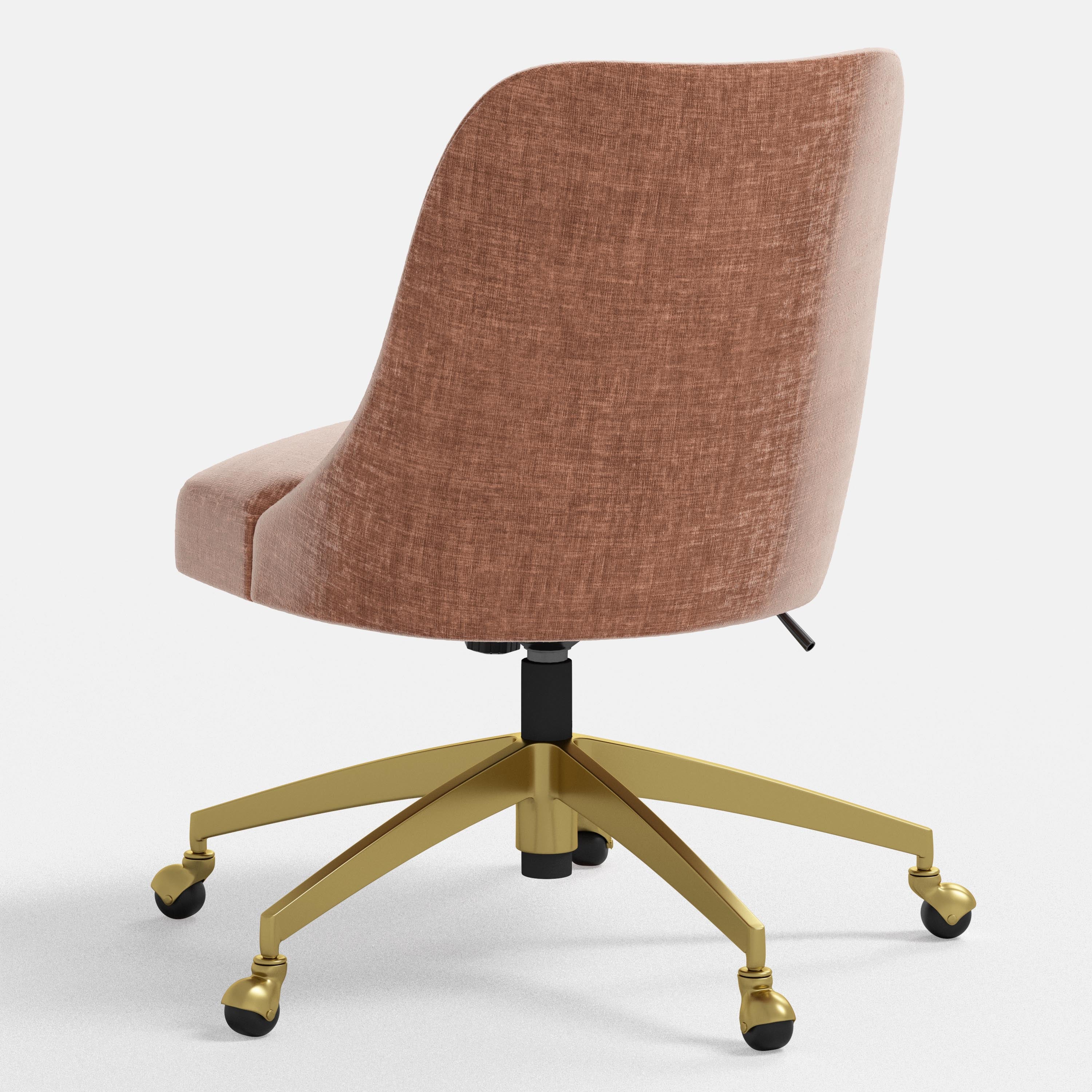 Brown office chair with gold base on a white background