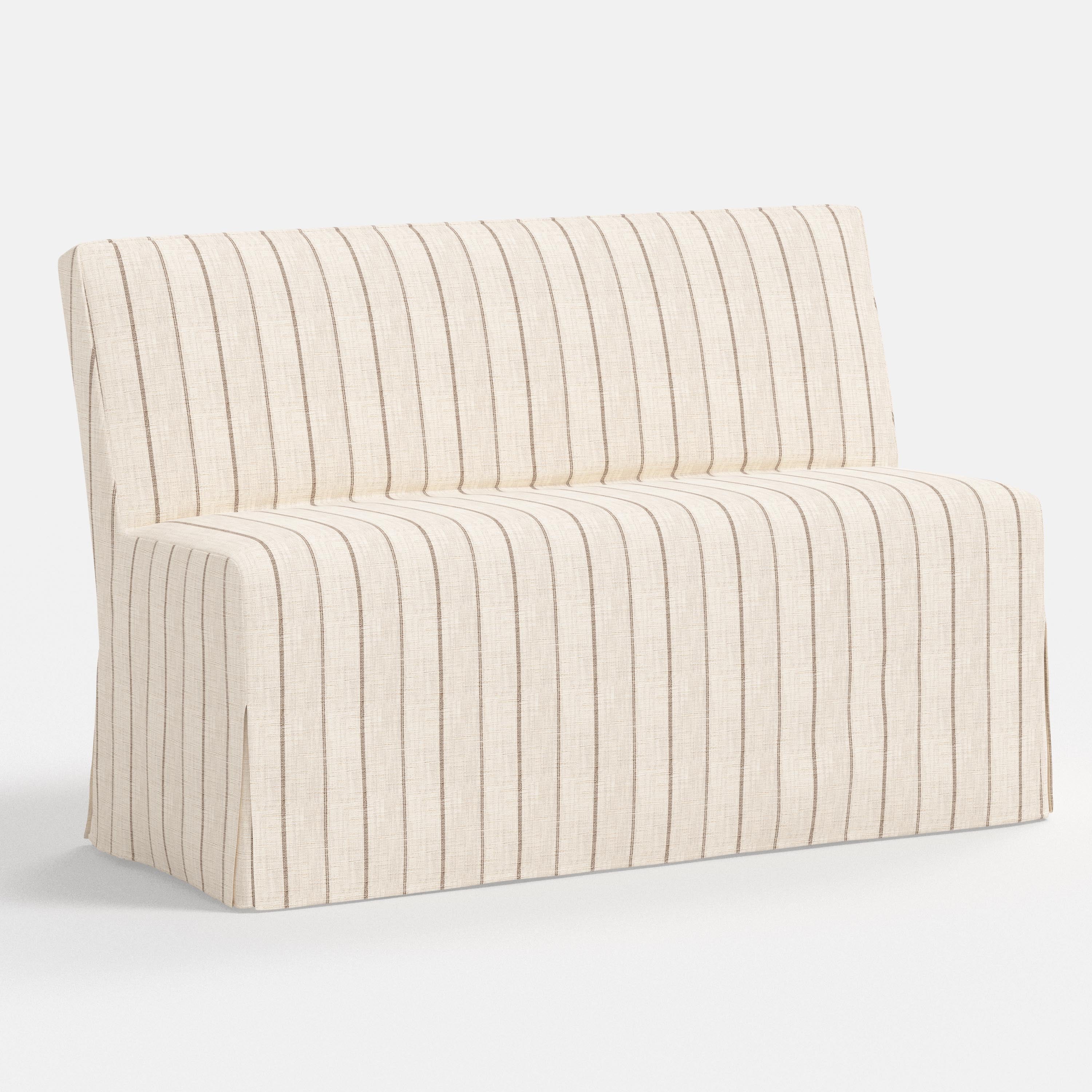 Beige striped sofa on a white background