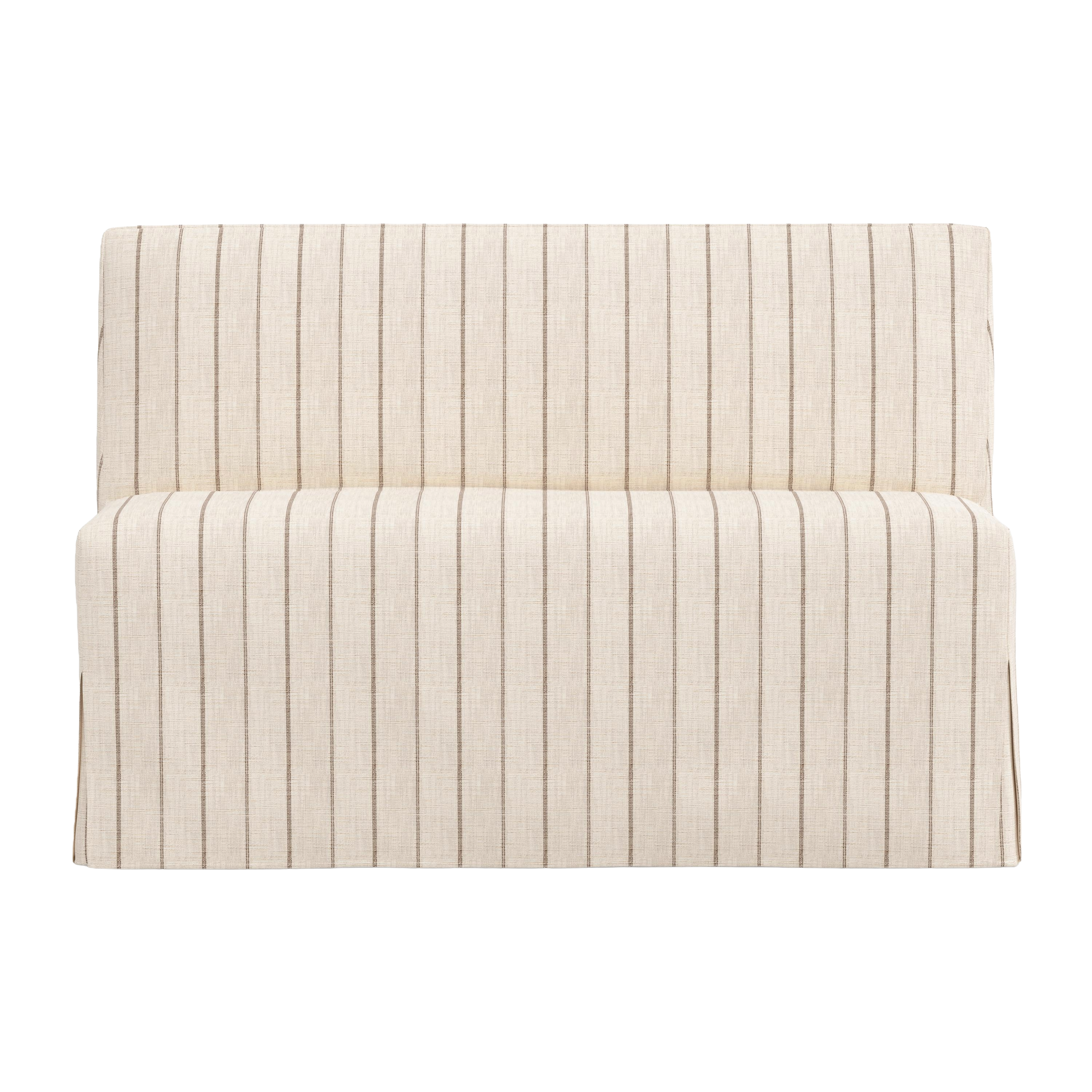 Beige striped sofa on a white background