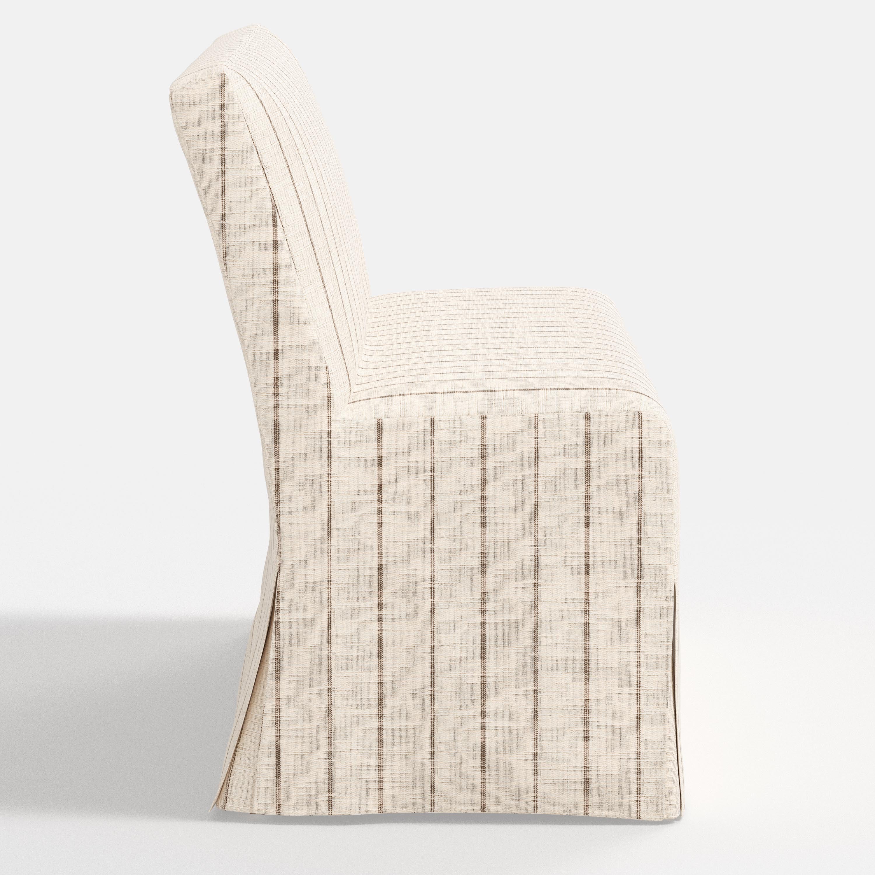 Beige striped sofa on a white background