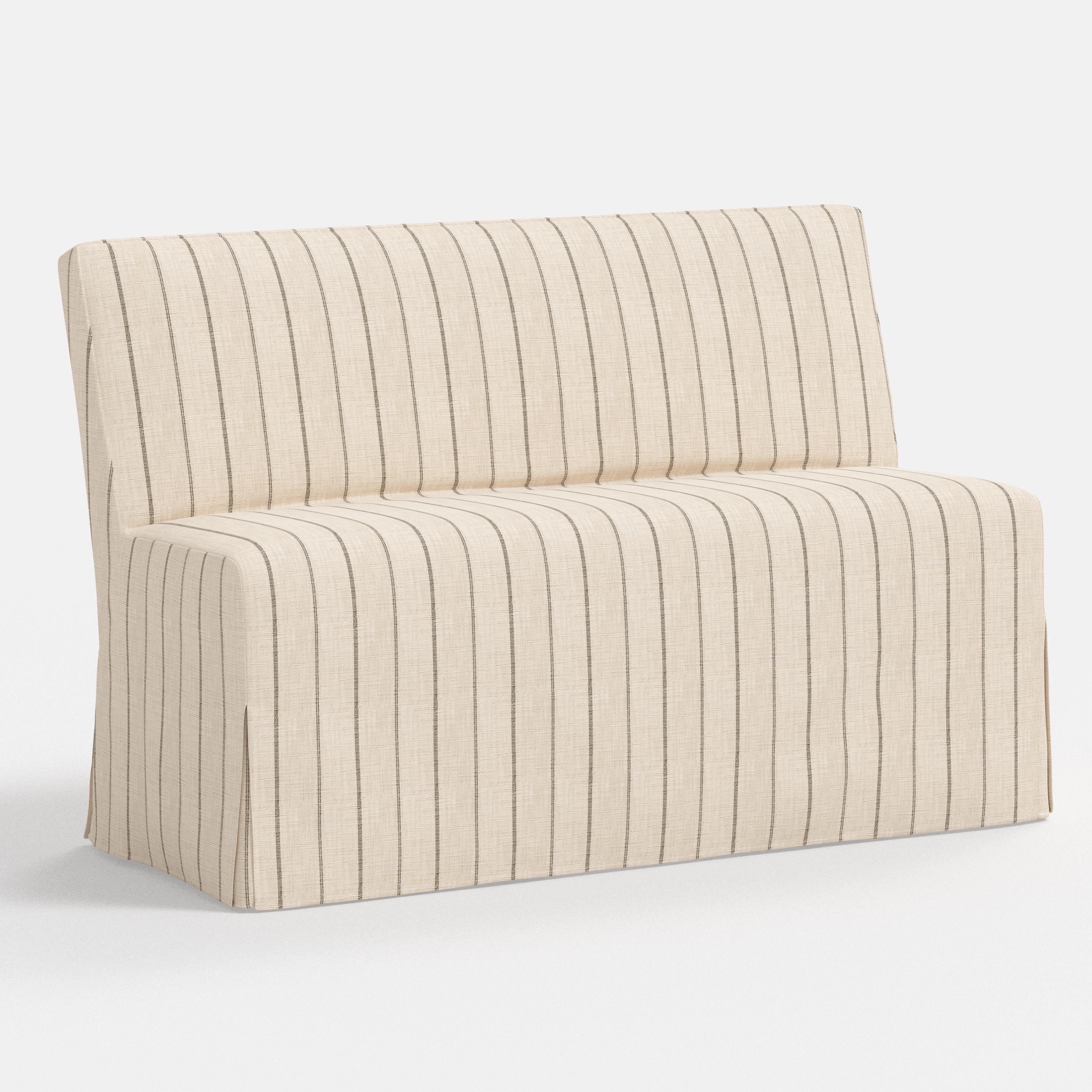 Beige striped sofa on a white background