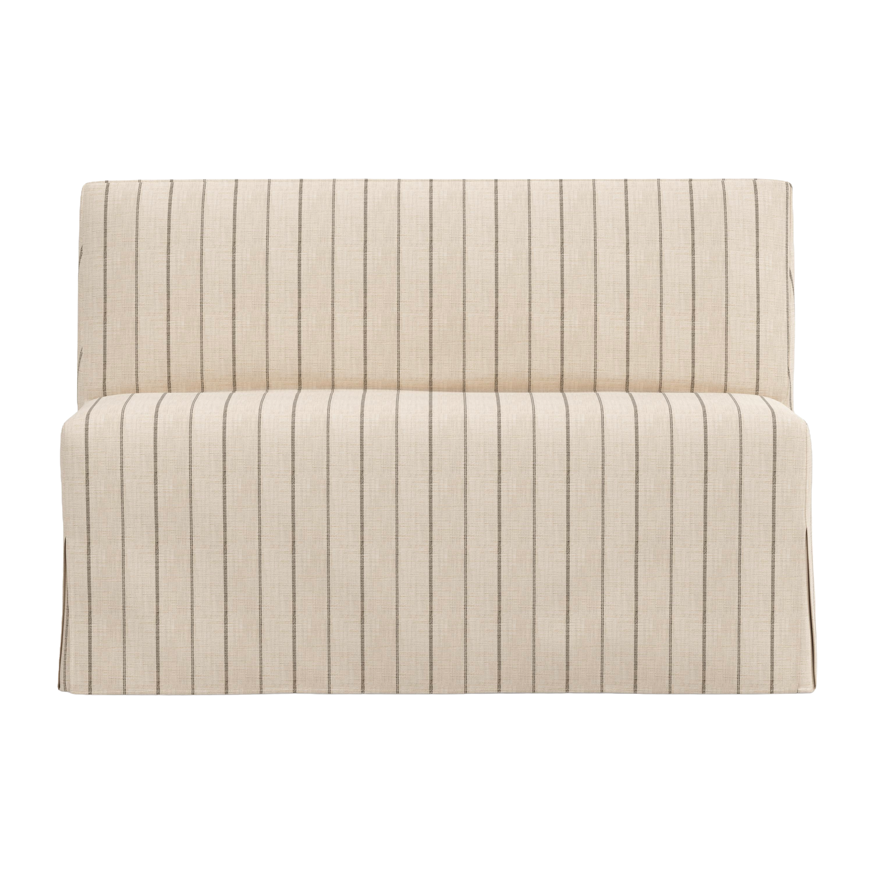 Beige striped sofa on a white background