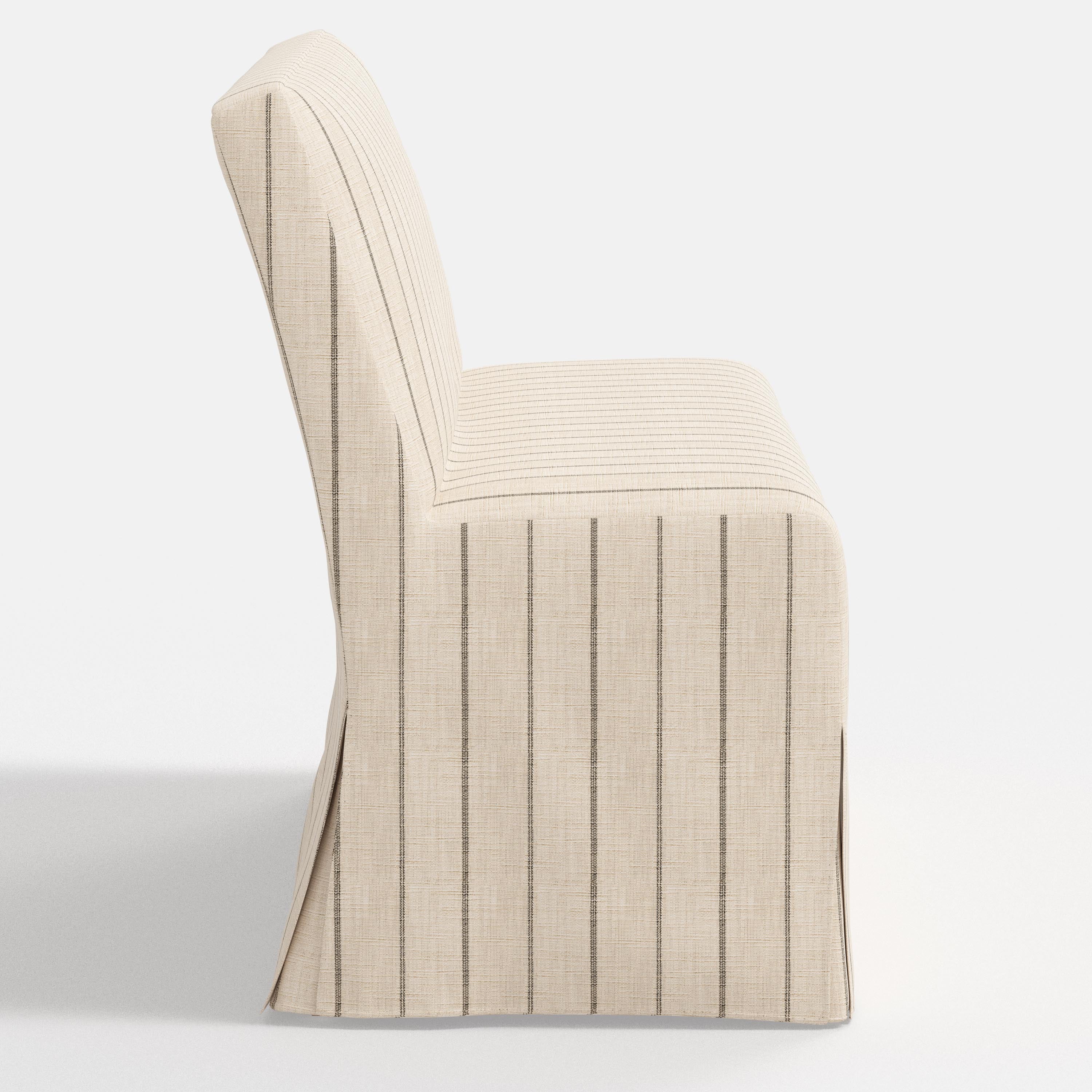 Beige striped sofa on a white background