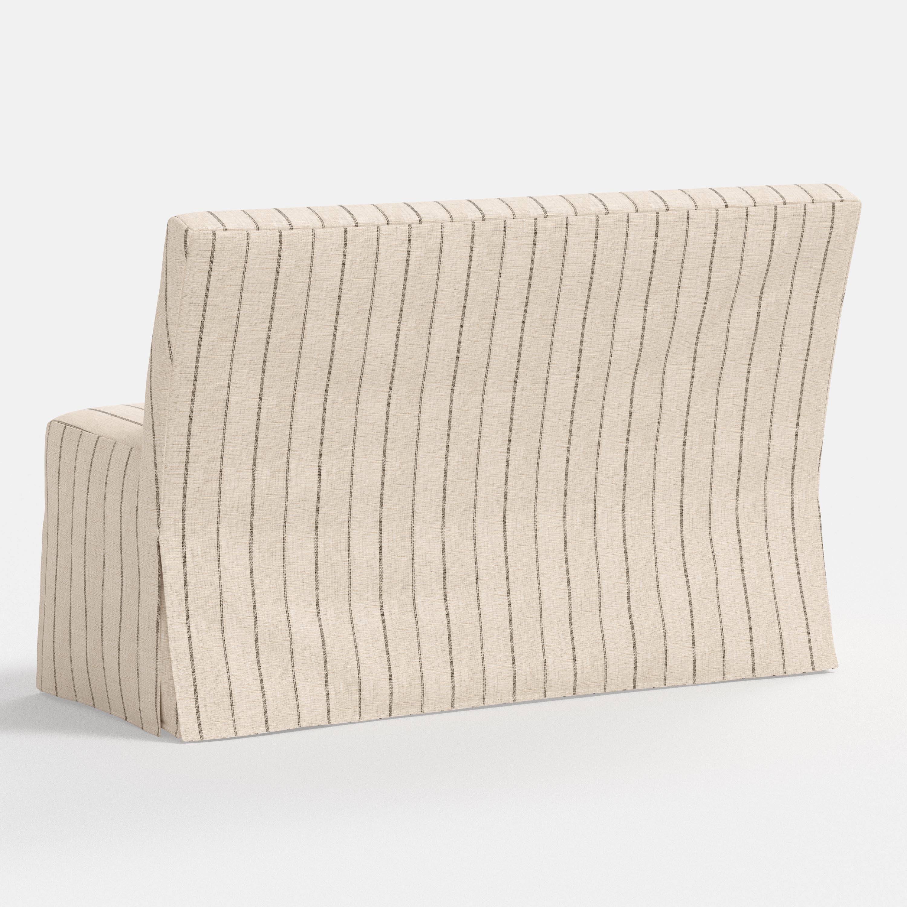 Beige striped sofa on a white background