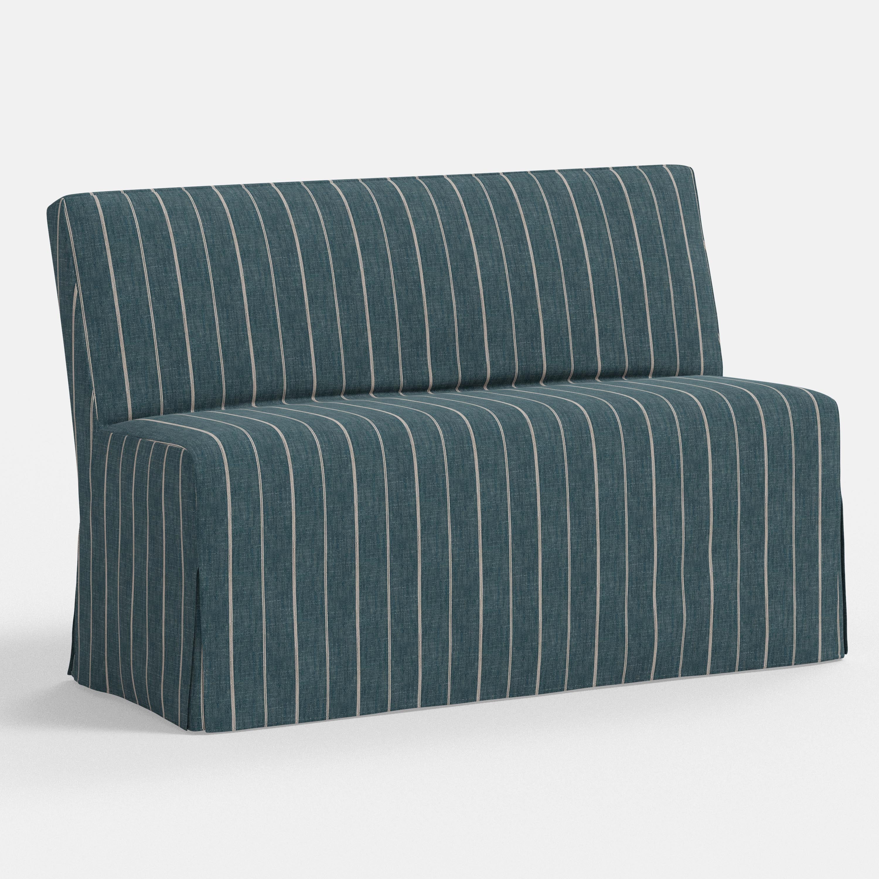 Blue striped sofa on a white background