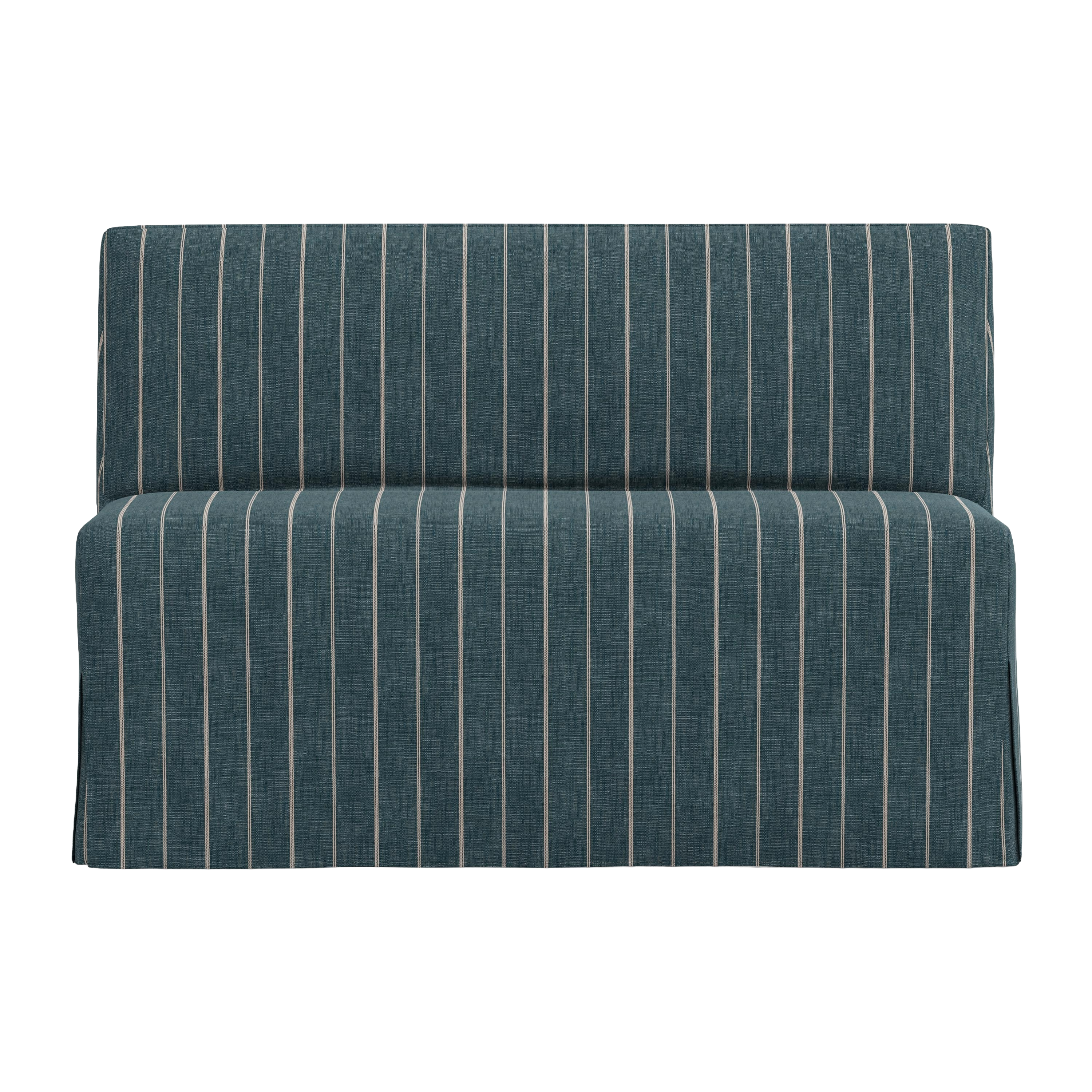 Blue striped sofa on a white background