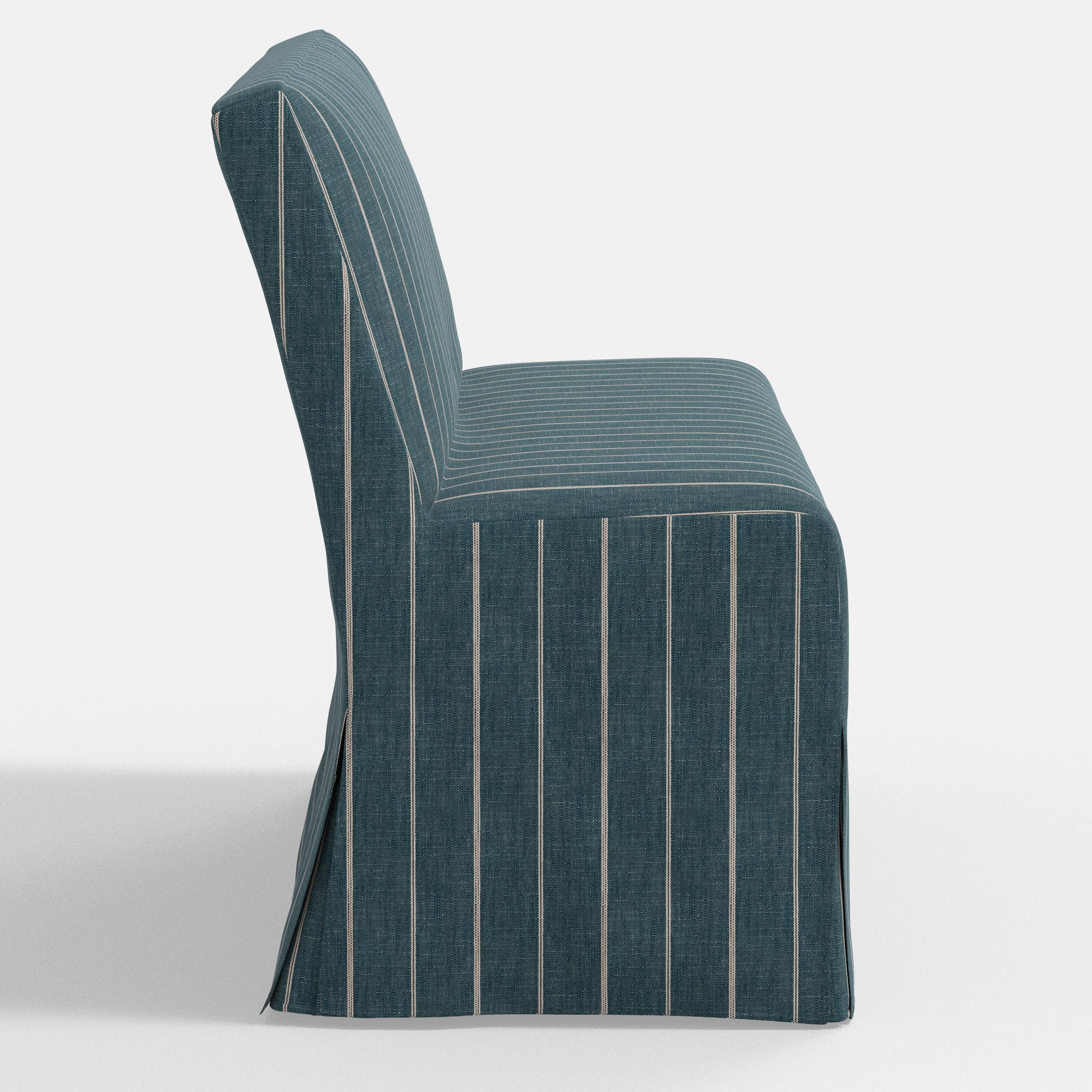 Blue striped sofa on a white background