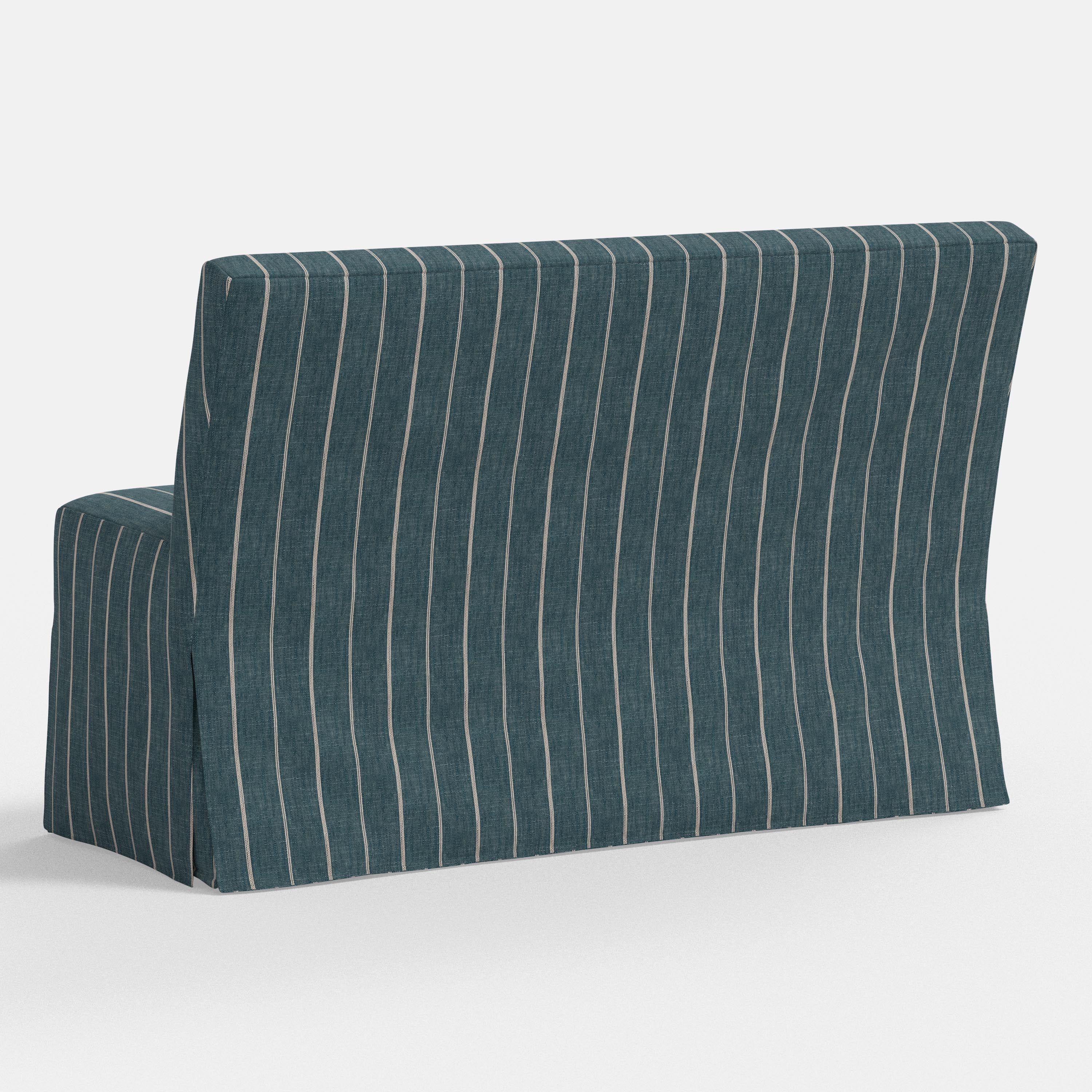 Blue striped sofa on a white background