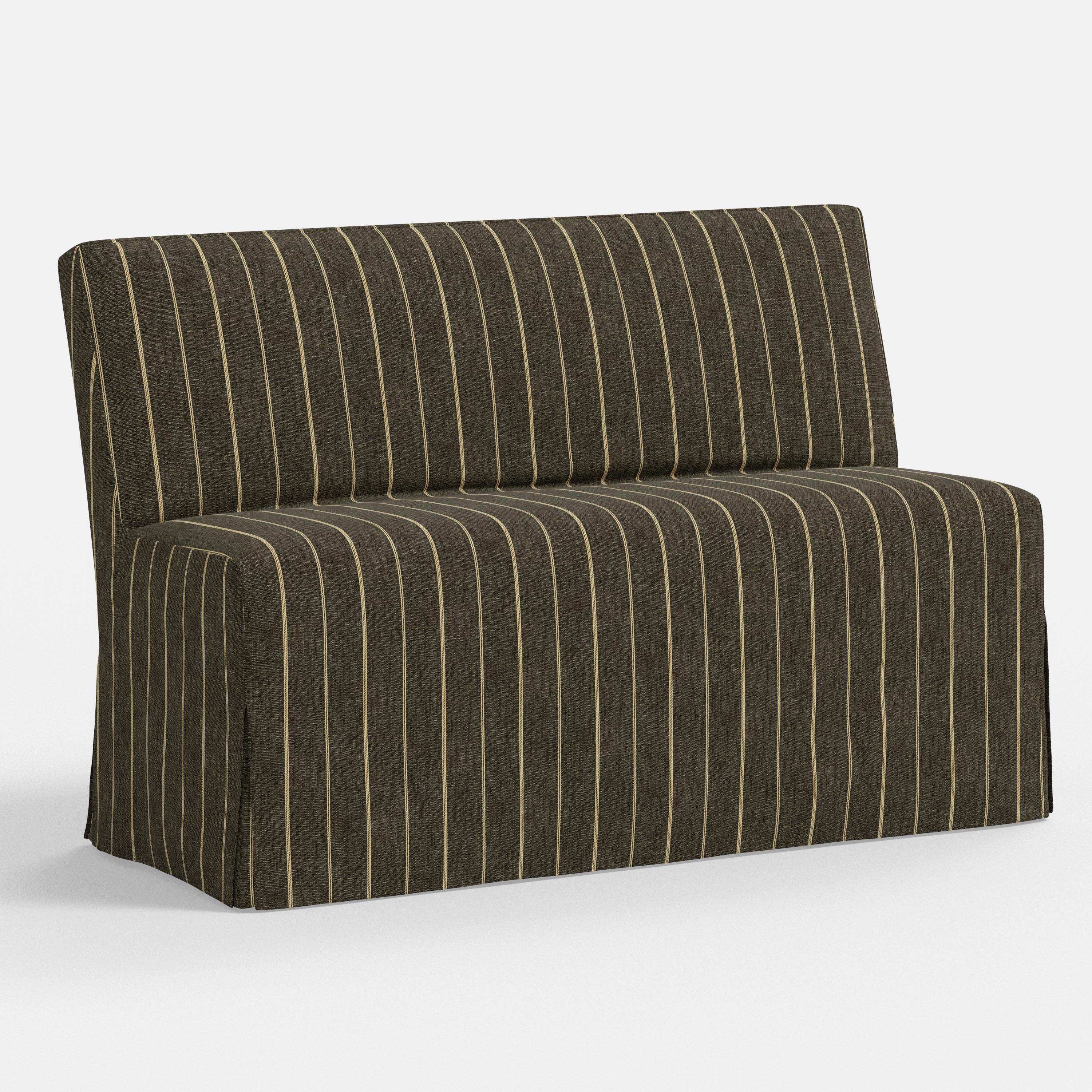 Dark green striped sofa on a white background