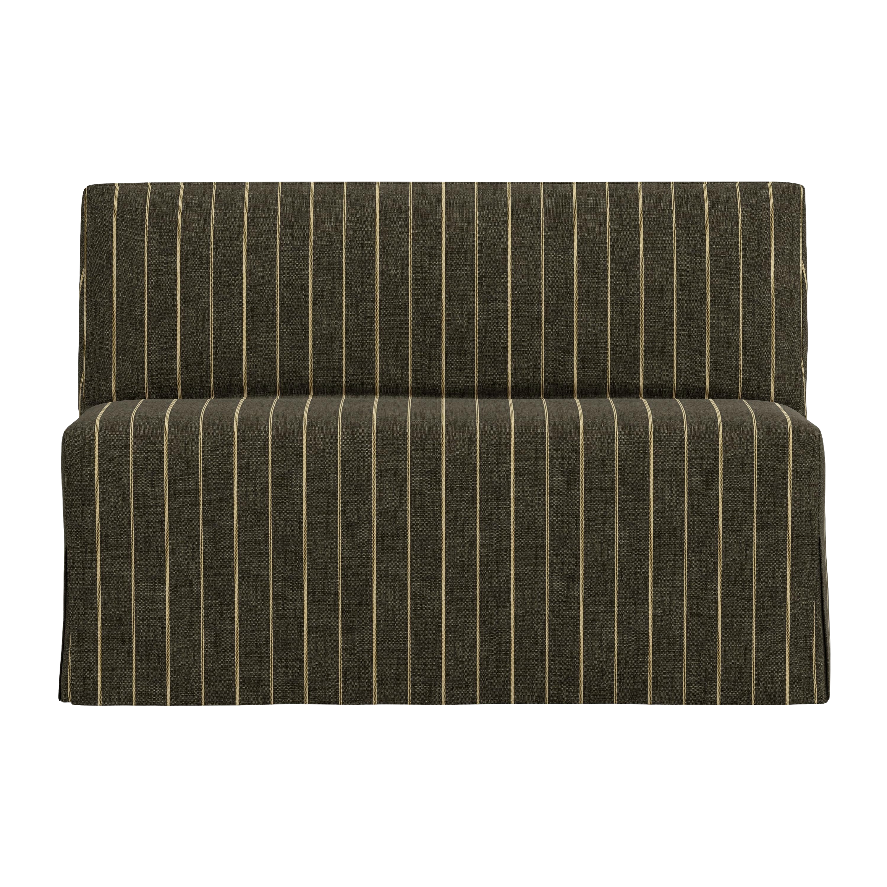 Dark green striped sofa on a white background