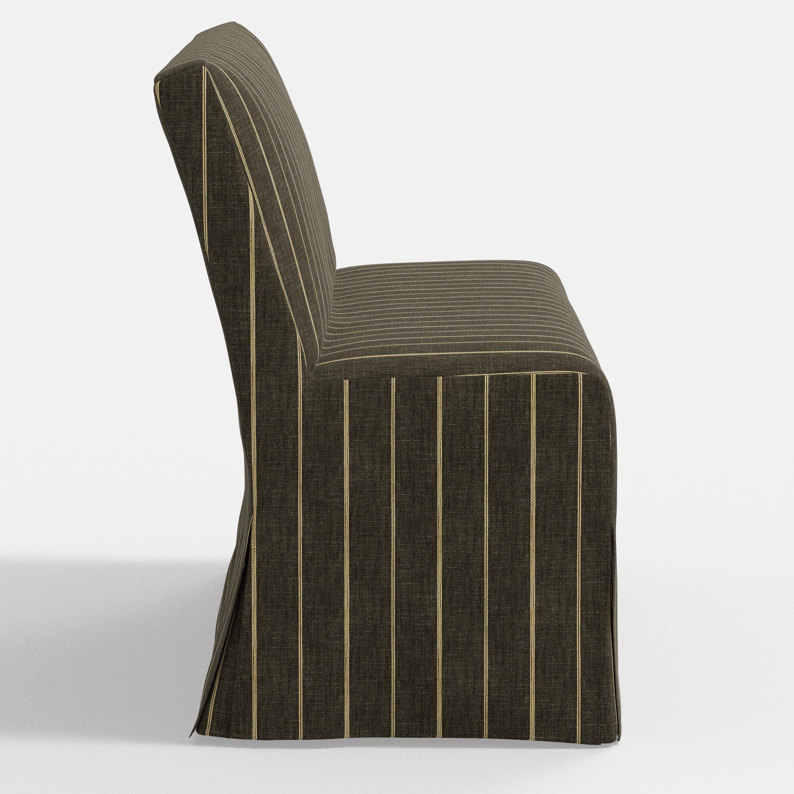 Dark green striped sofa on a white background
