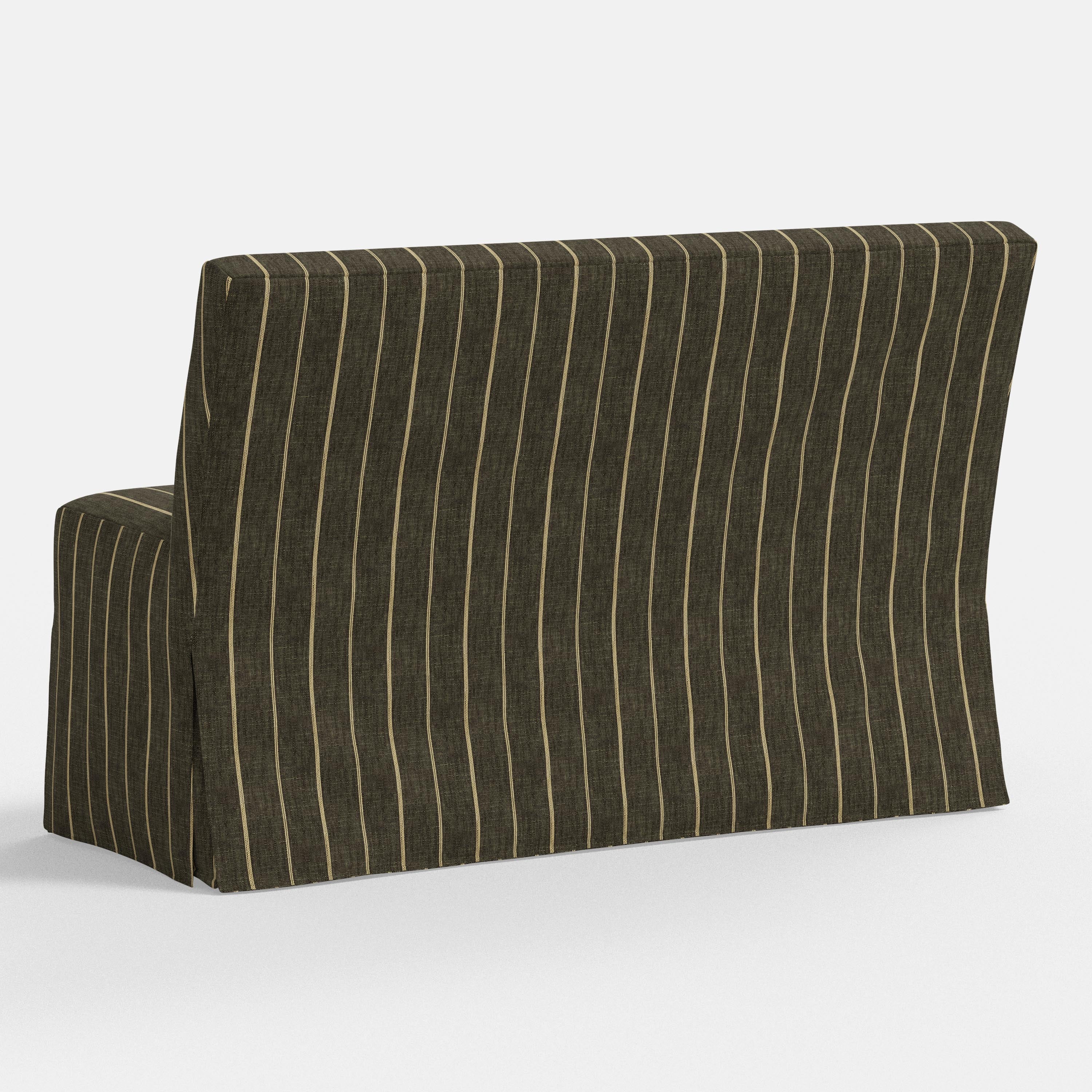 Dark green striped sofa on a white background