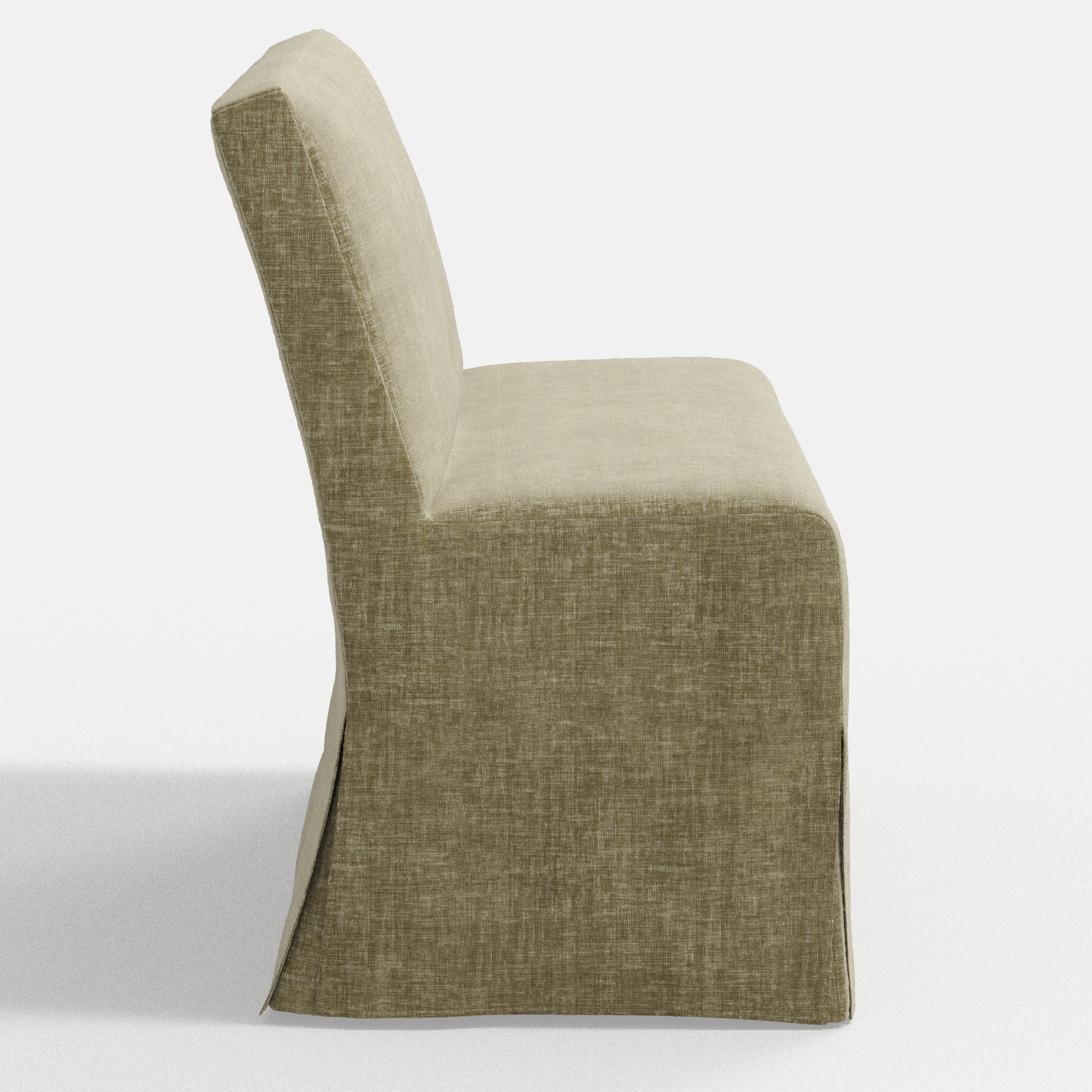 Green fabric bench with a headrest on a white background