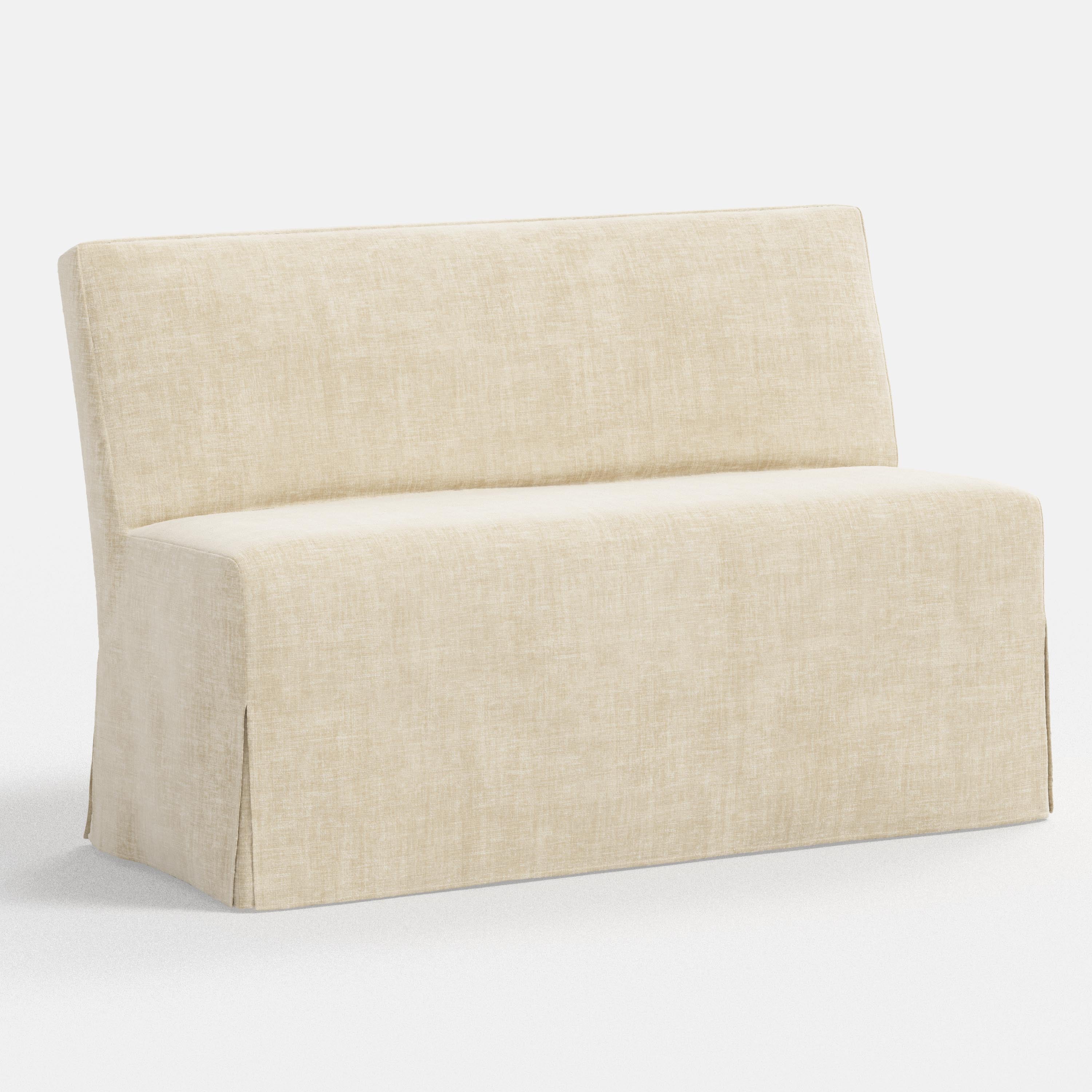 White upholstered bench on a white background