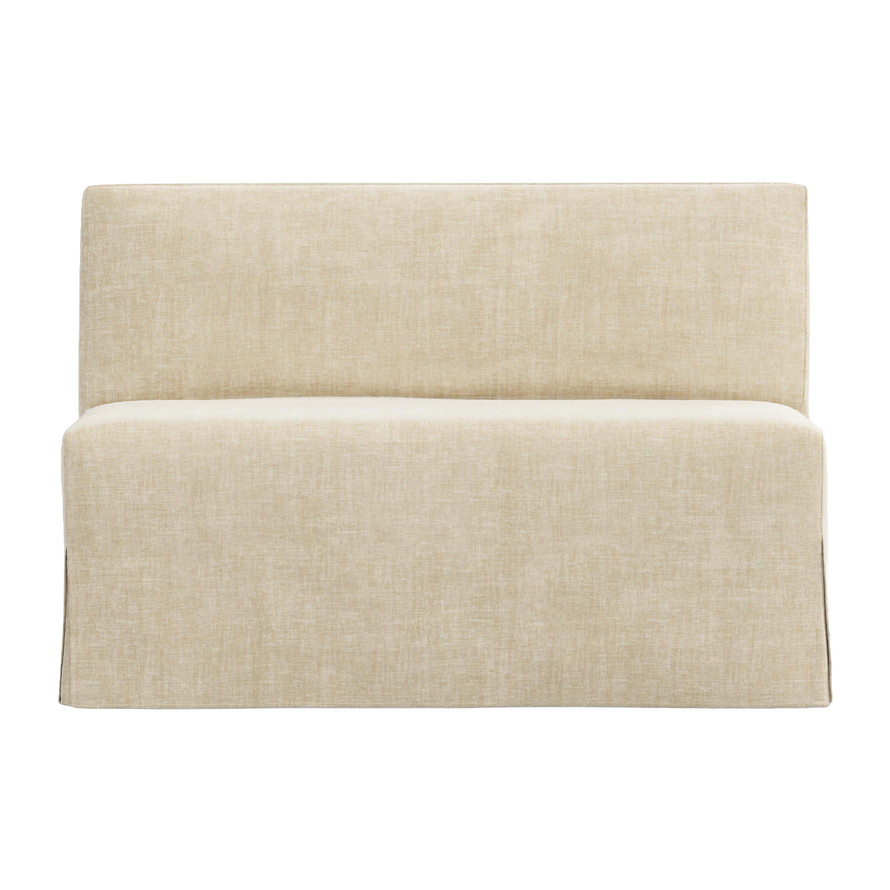 White upholstered bench on a white background