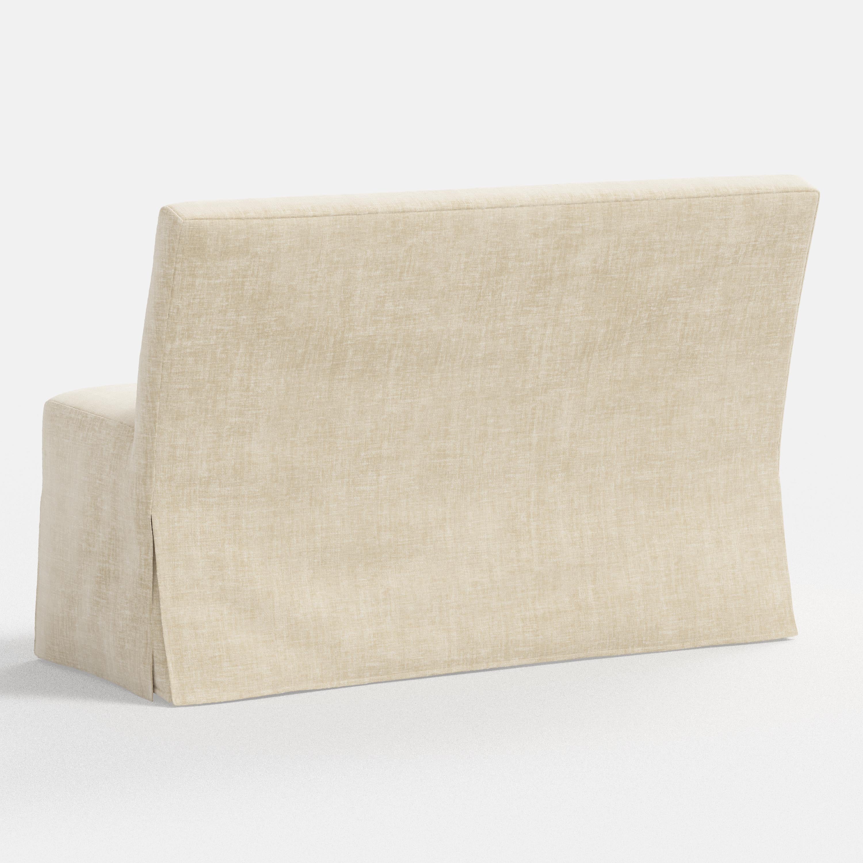 White upholstered bench on a white background