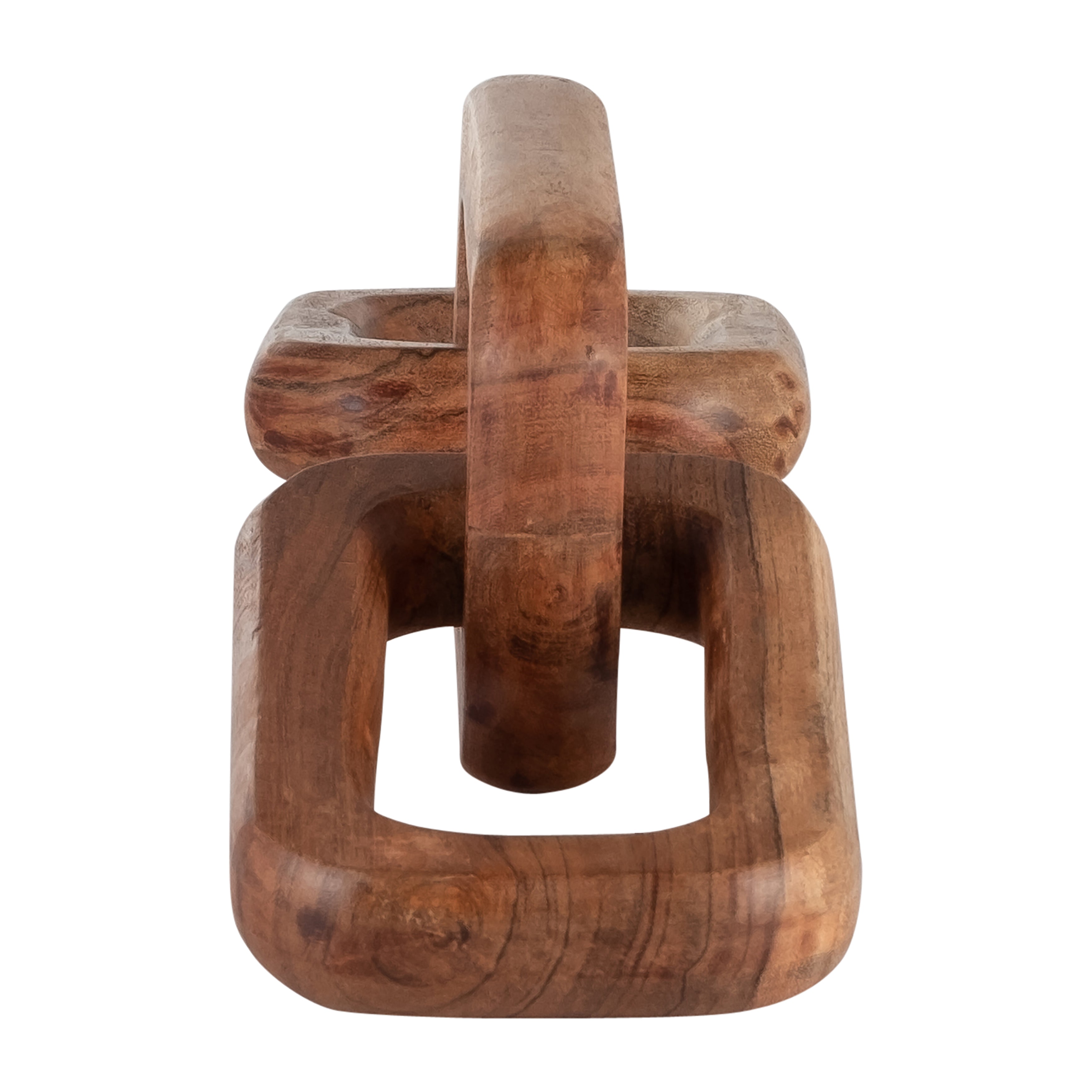 Wooden knot sculpture on a white background