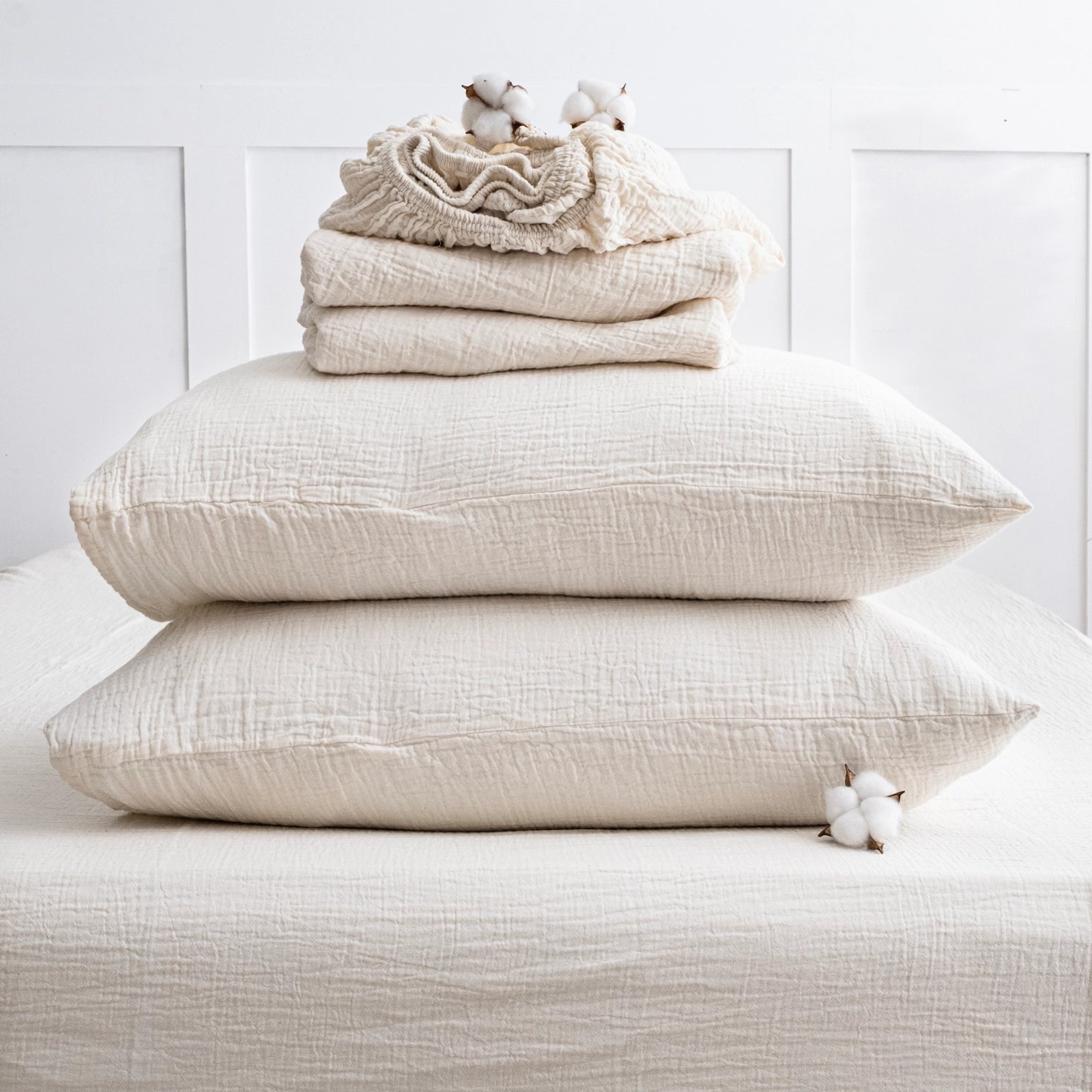 Organic Muslin Fitted Sheet Bedding Set