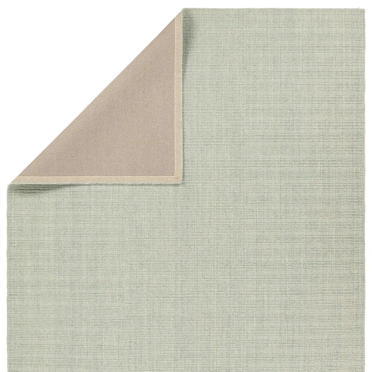Textured green fabric with a beige border on a white background