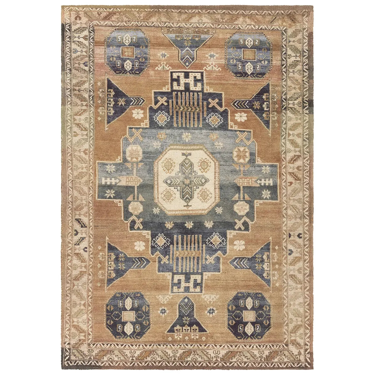 Decorative rug with geometric pattern on a white background