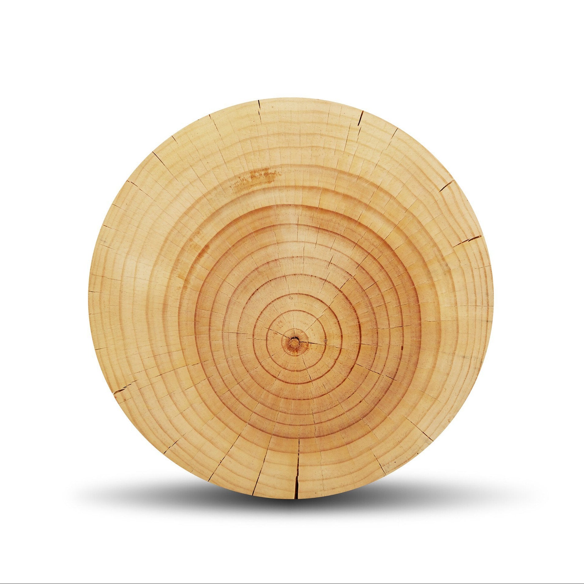 Top view of wooden end table on a white background