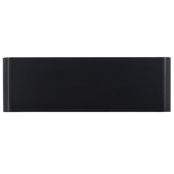 Black rectangular shelf on a white background